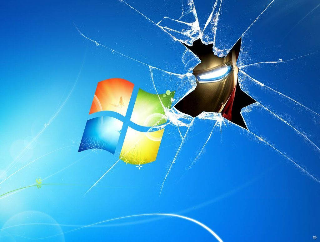 Залізна Людина на розбитому екрані Windows Шпалери
