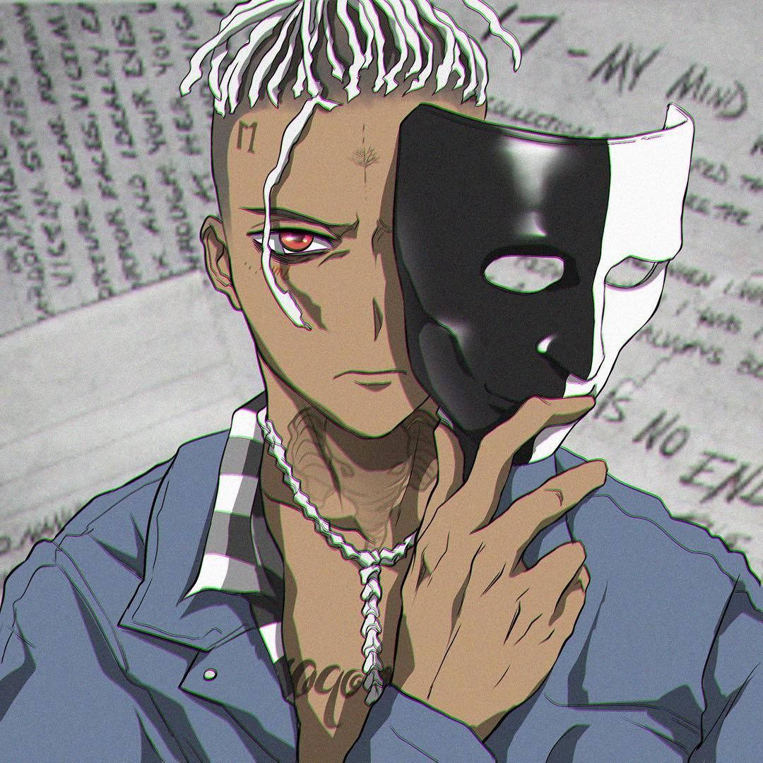 Xxxtentacion Аніме Чорно-Біла Маска Шпалери