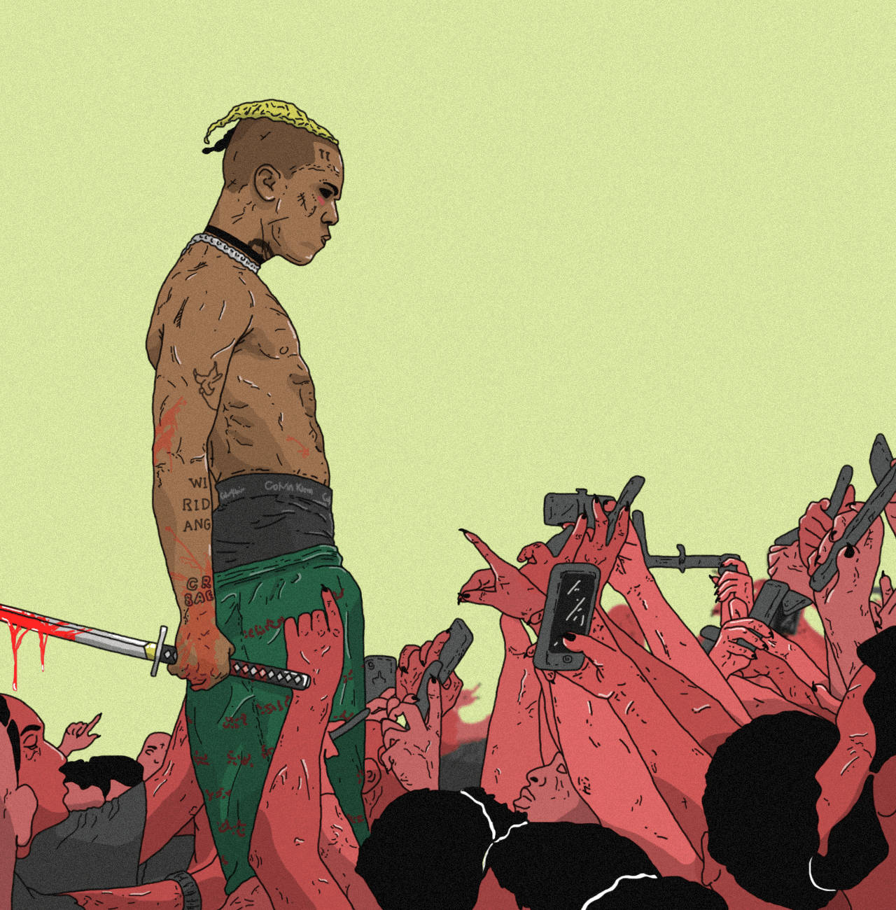Xxxtentacion аніме в натовпі Шпалери