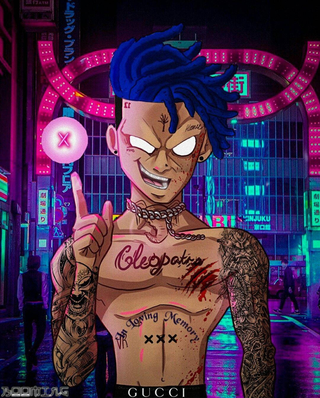 Xxxtentacion Аніме Репер з Синім Волоссям Шпалери