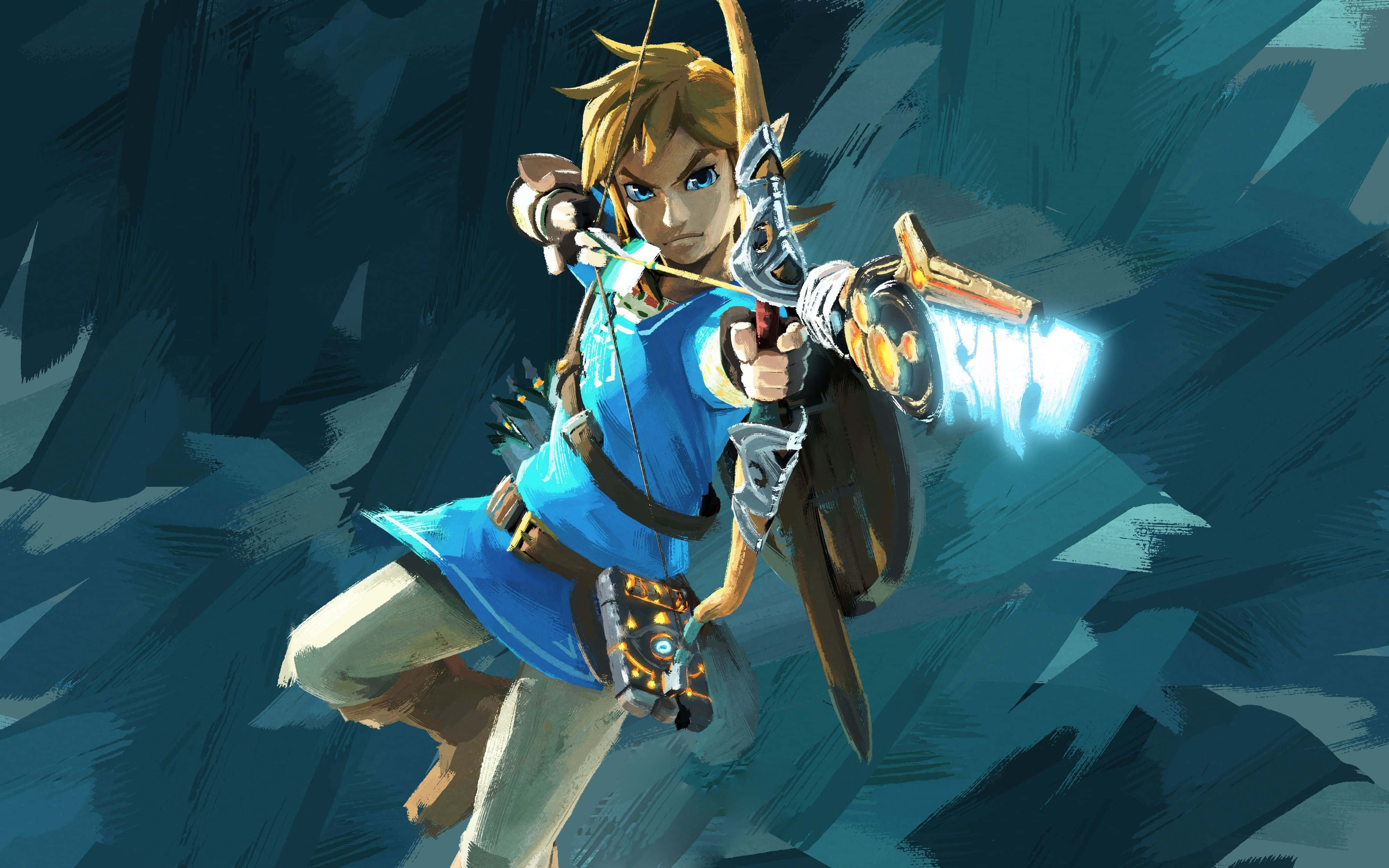 Zelda Breath Of The Wild 4K Лінк цілиться саморобною стрілою Шпалери