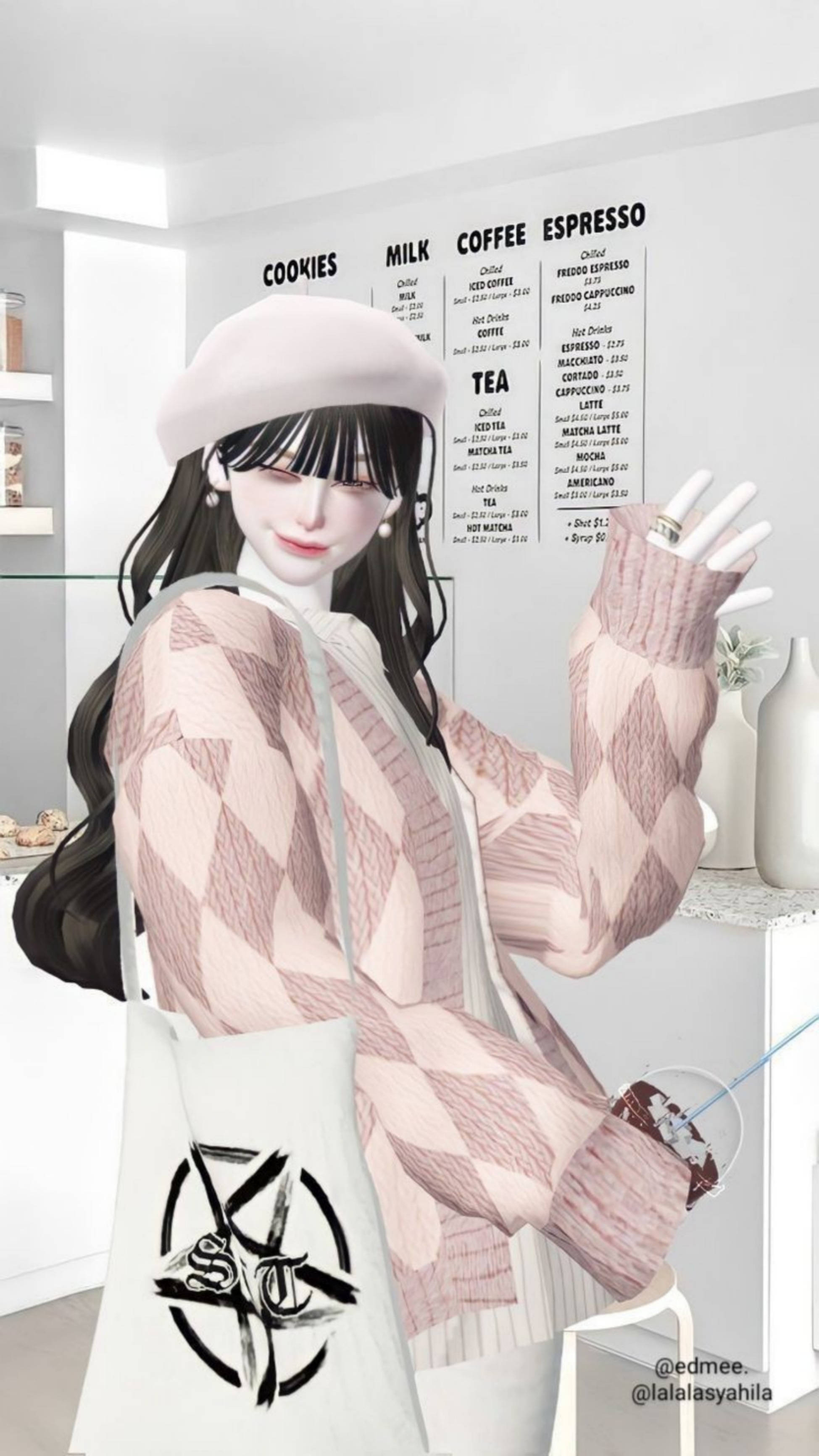 Zepeto Uzzlang Дівчина-любителька кави Шпалери