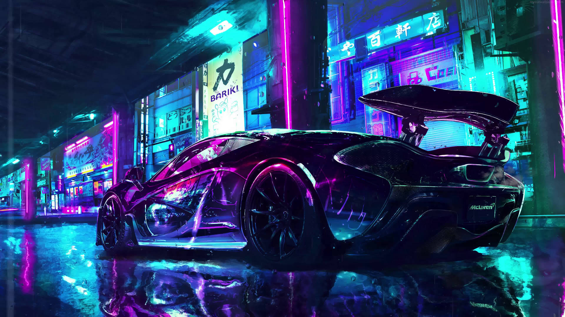 Шпалери автомобіль 4k McLaren retro wave