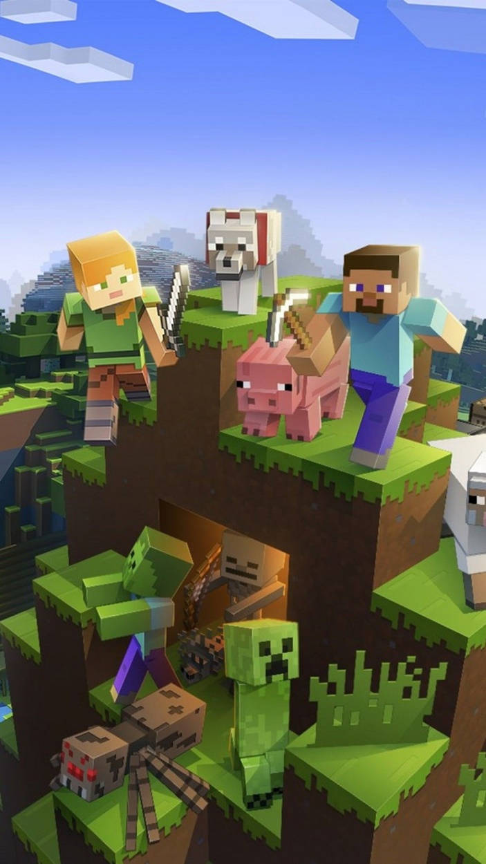 Алекс і Стів із тваринами Minecraft iPhone — Майнкрафт Шпалери