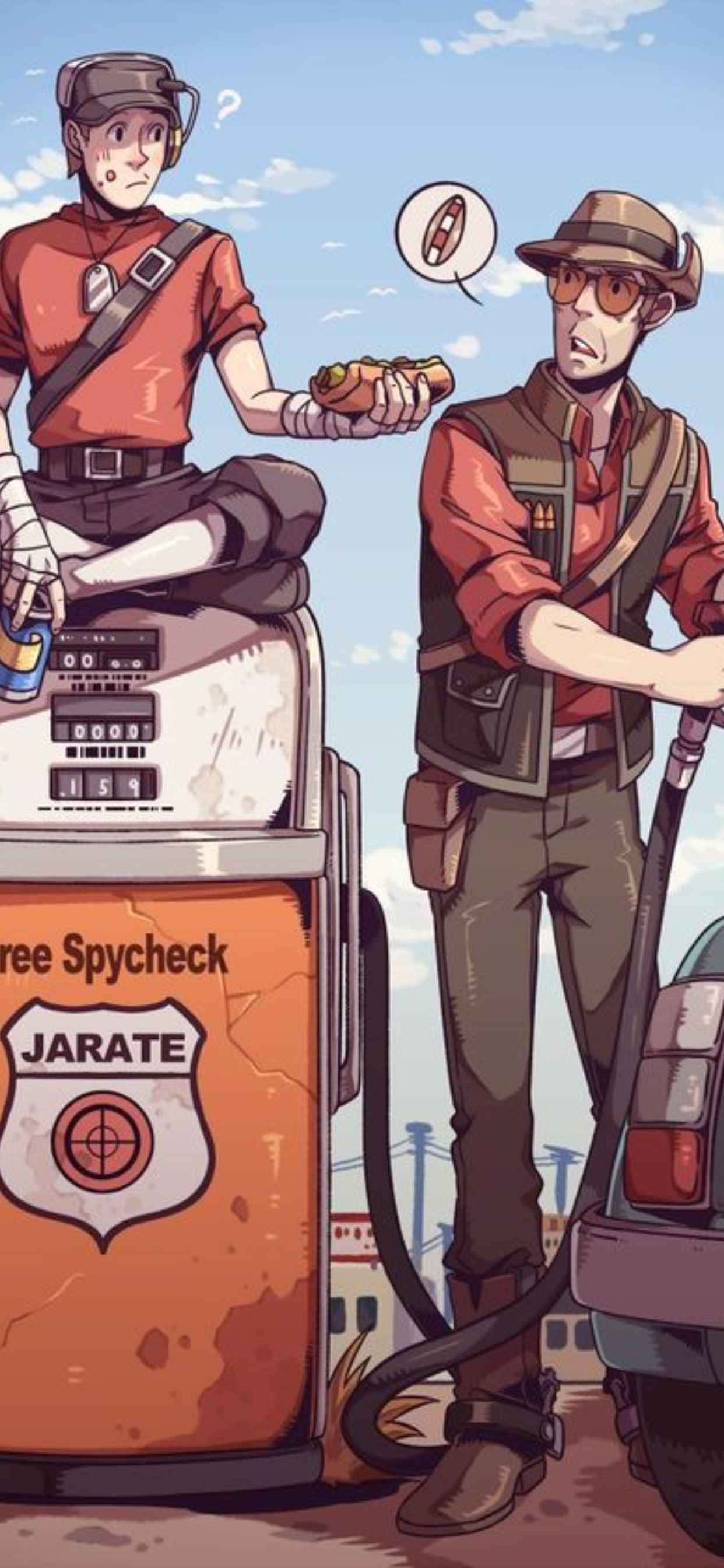 Анимированные Разведчик и Снайпер iPhone XS Max Team Fortress 2 фон Шпалери