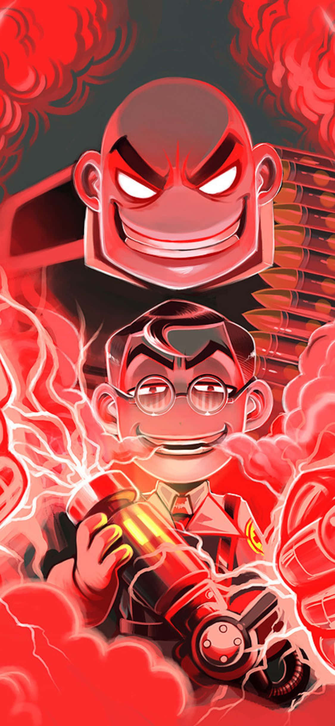 iPhone XS Team Fortress 2 анимированный фон Хэви и Медик Шпалери