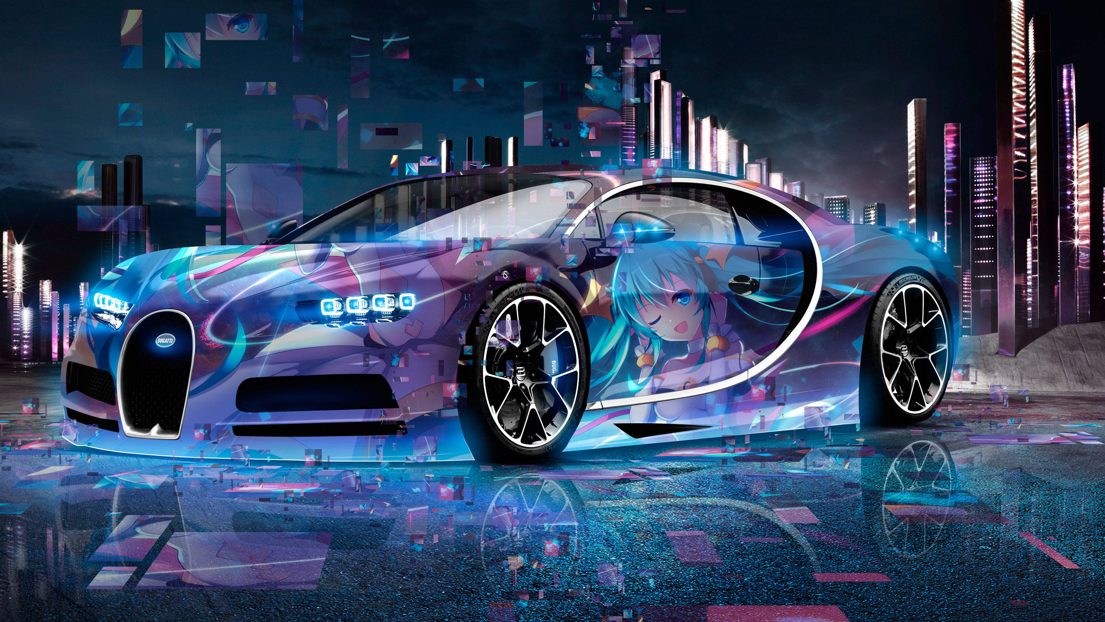Аніме-автомобіль Bugatti Chiron Шпалери