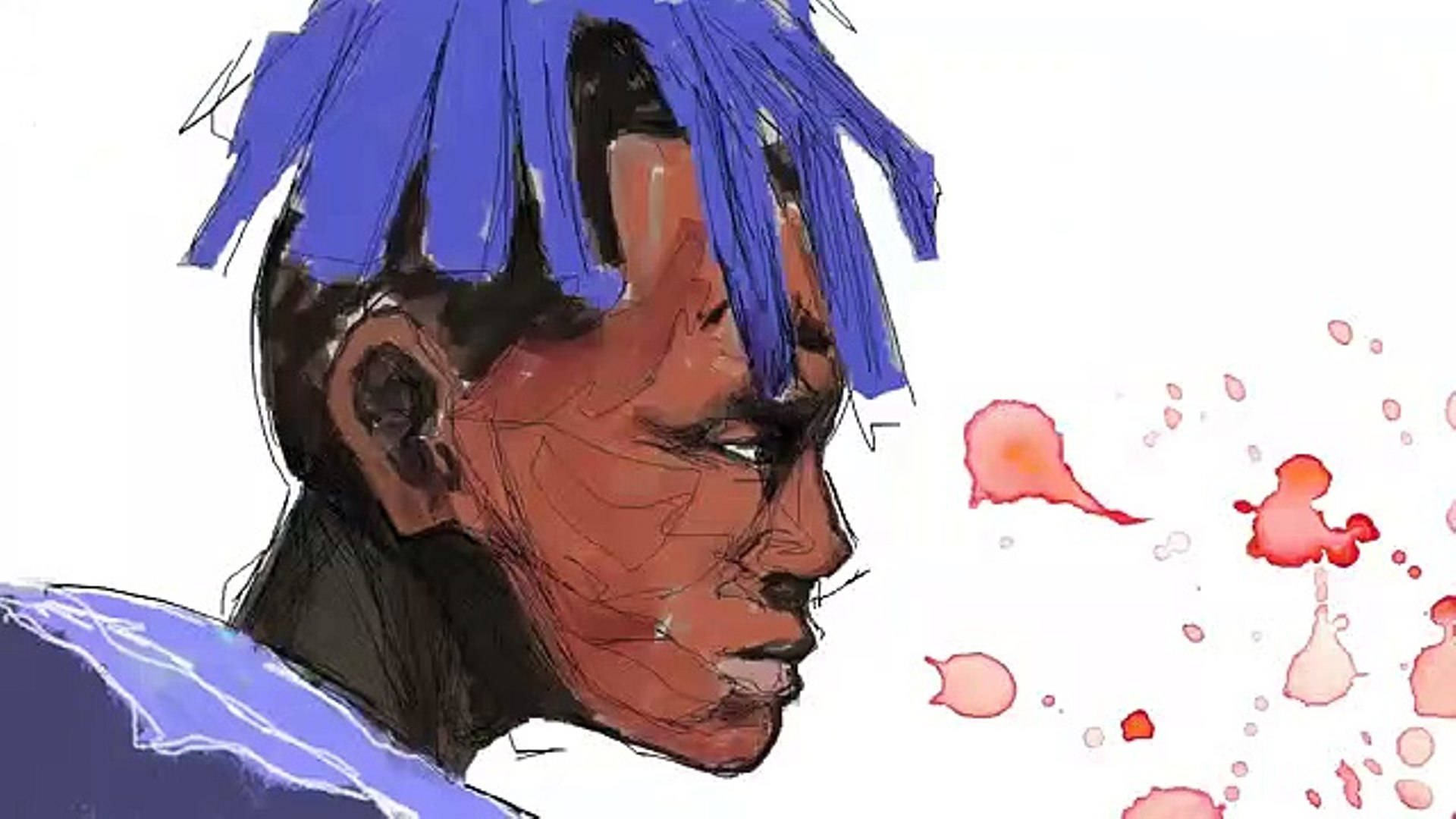 Аніме-арт Xxxtentacion у стилі акварелі Шпалери
