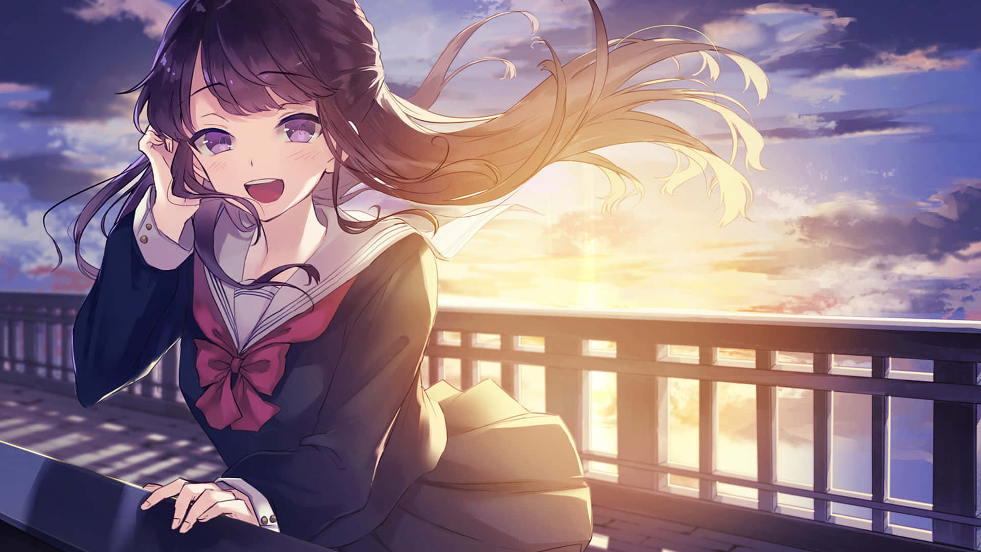 Аніме школярка мила Nightcore Apollo Шпалери