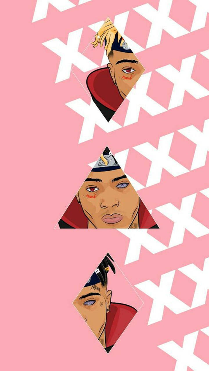 Арт XXXTentacion у стилі Наруто рожева естетика