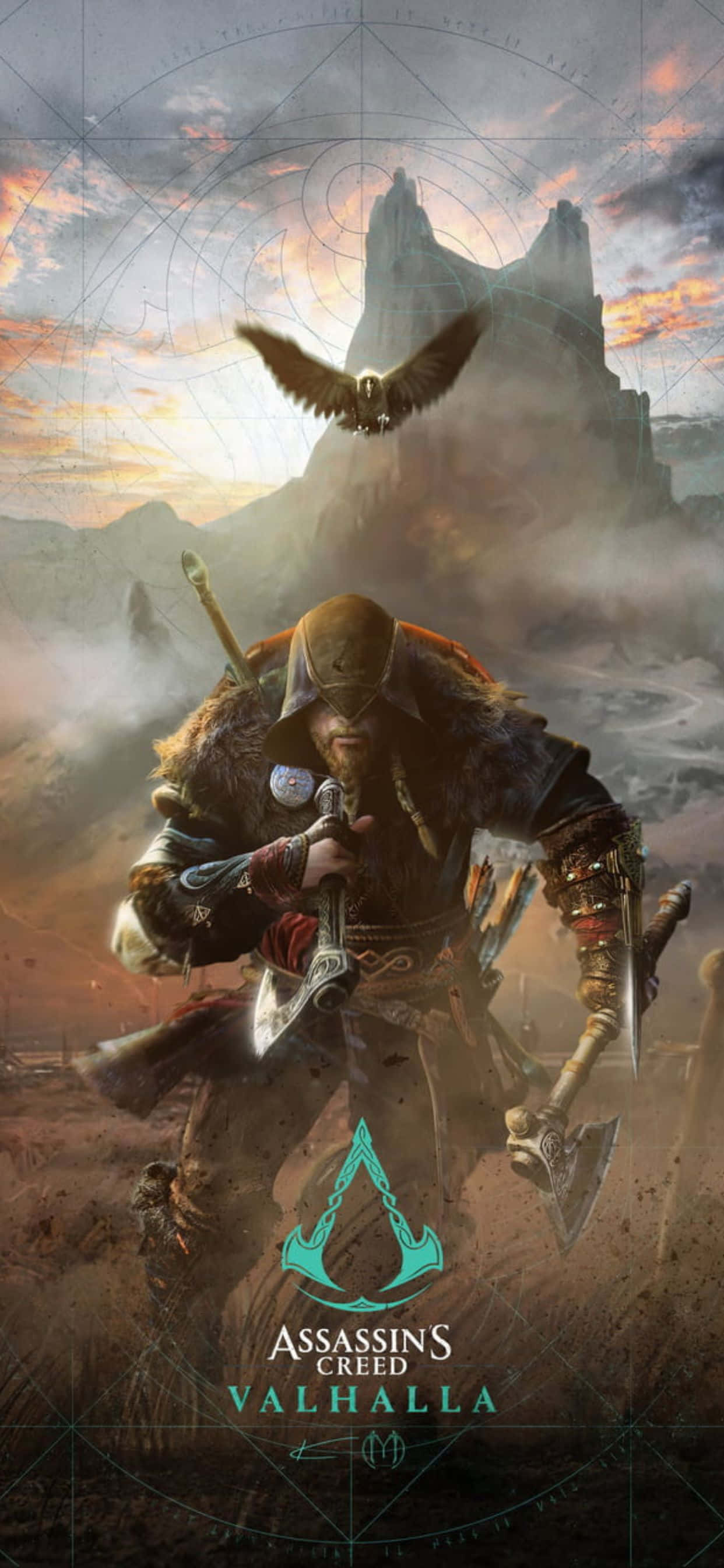 Фон для iPhone XS Max Assassin's Creed Valhalla ігровий арт Шпалери