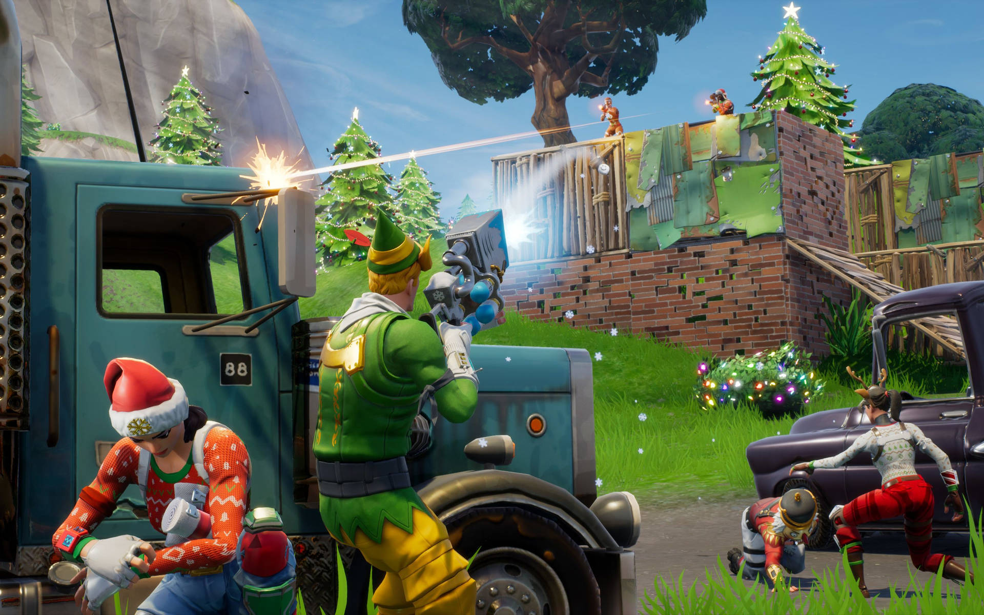 Шпалери королівської битви в різдвяний сезон із гри Fortnite.