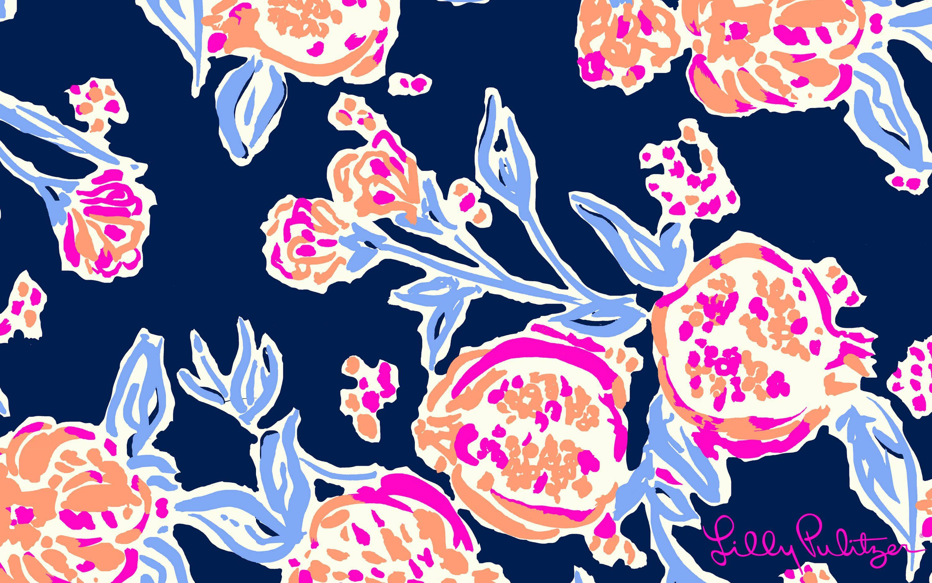 Блакитний квітковий шпалери Lilly Pulitzer для робочого столу Шпалери