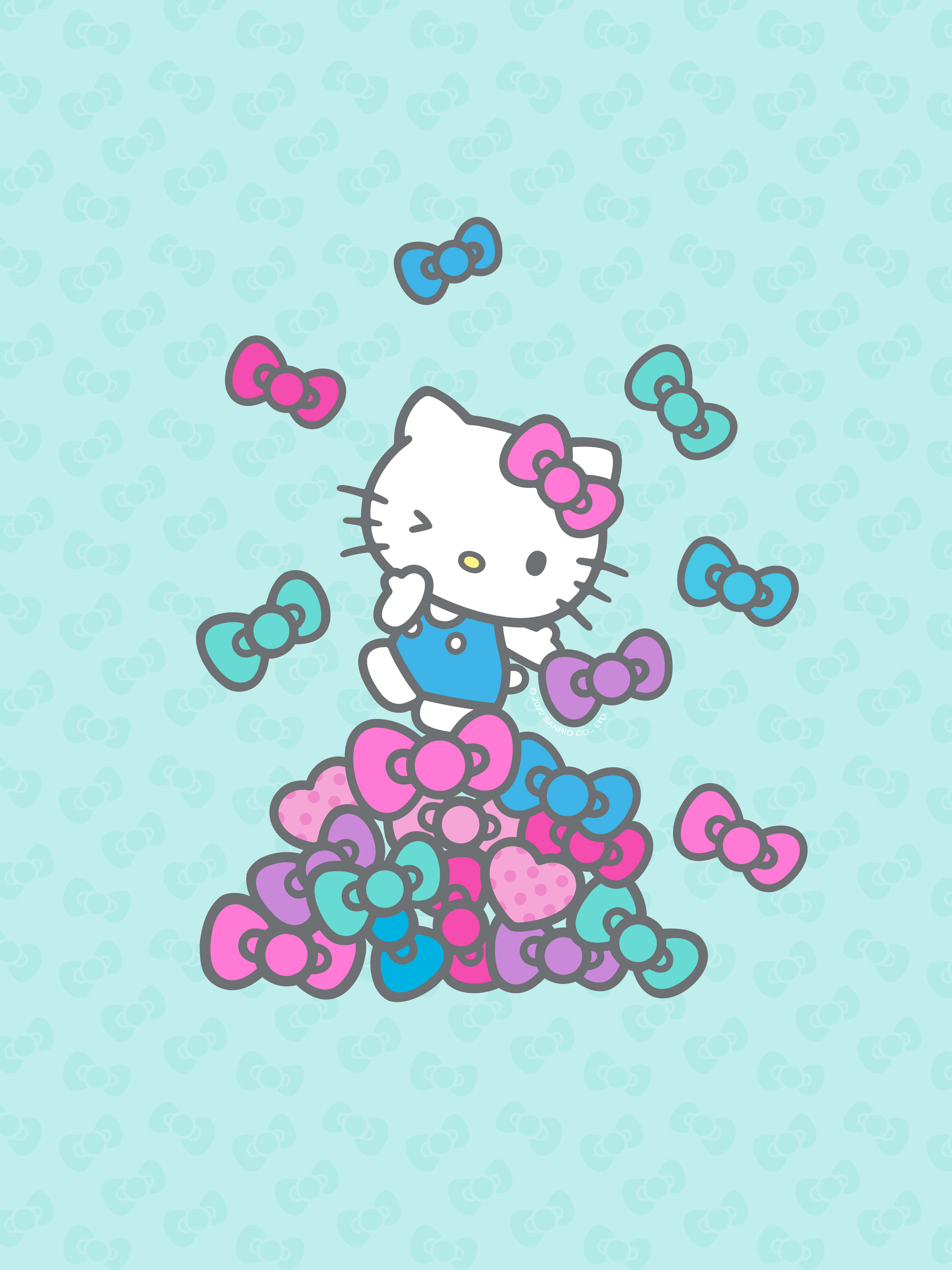 Блакитний та рожевий фон Hello Kitty Шпалери
