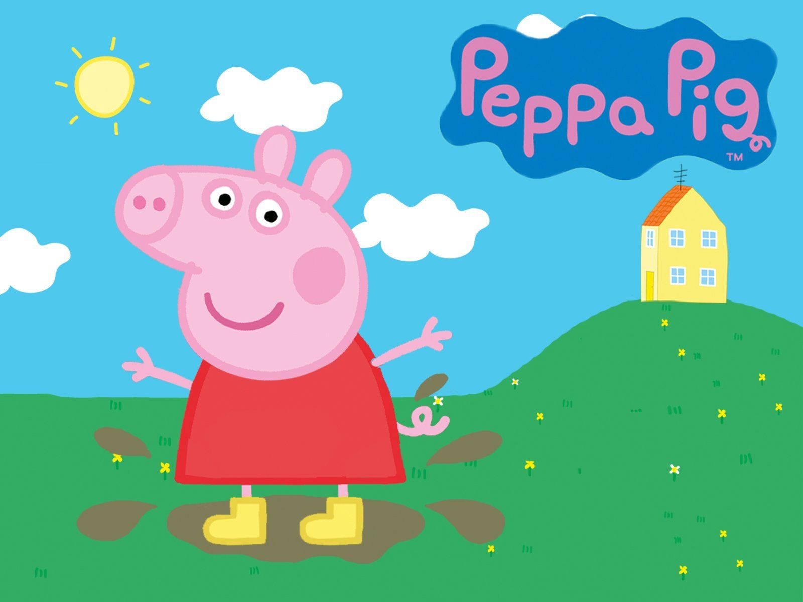 Брудна зелена галявина Peppa Pig планшет Шпалери