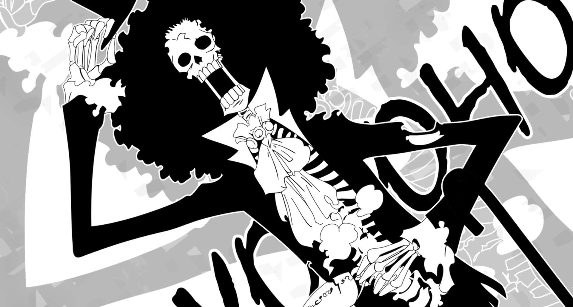 Брук з One Piece чорно-білий Шпалери