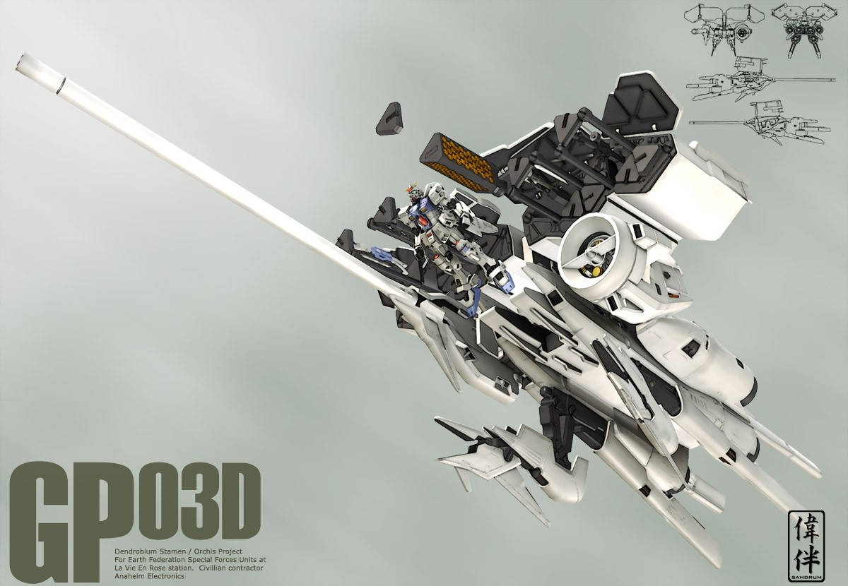 Білий мобільний костюм Gundam GP03D — Гундам гіф Шпалери