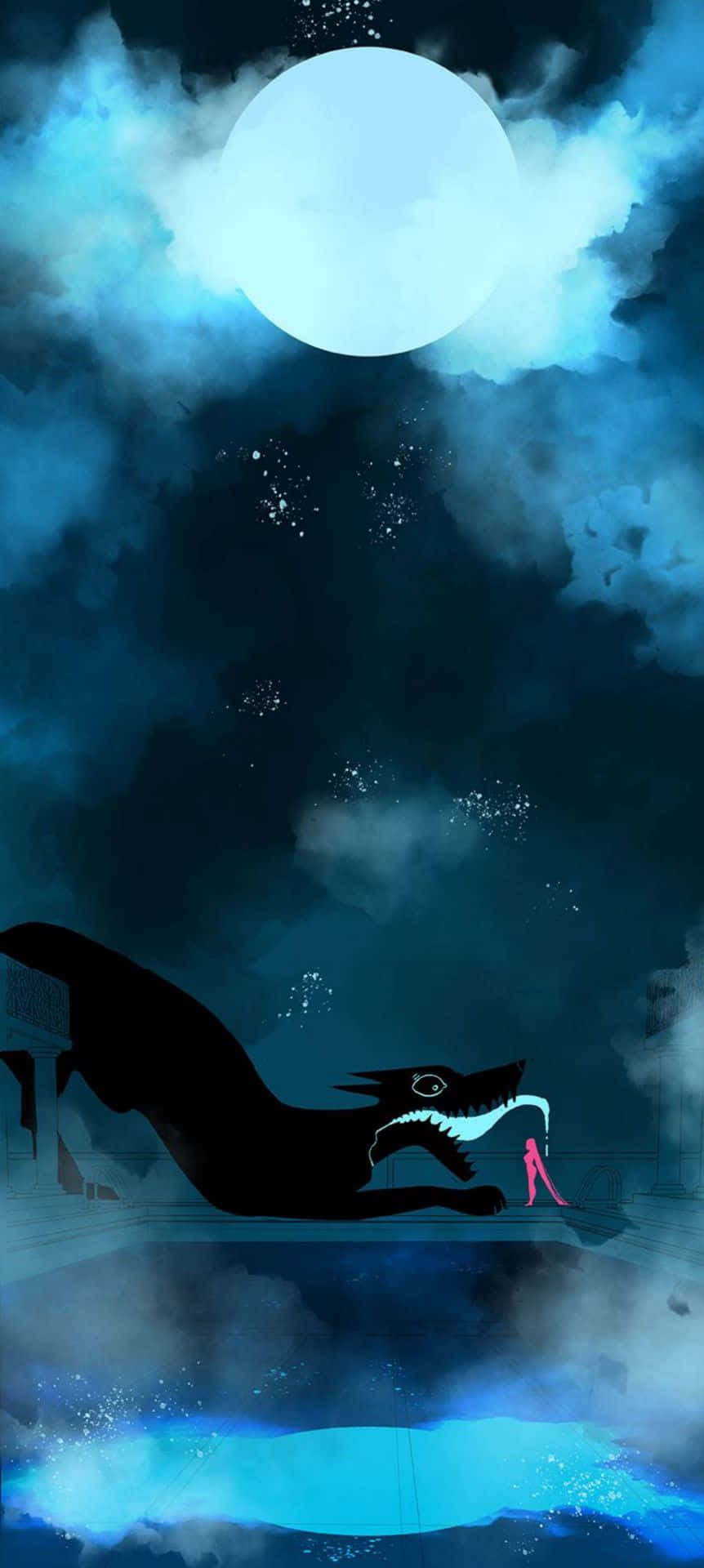 Вебтун Lore Olympus с монстром Шпалери