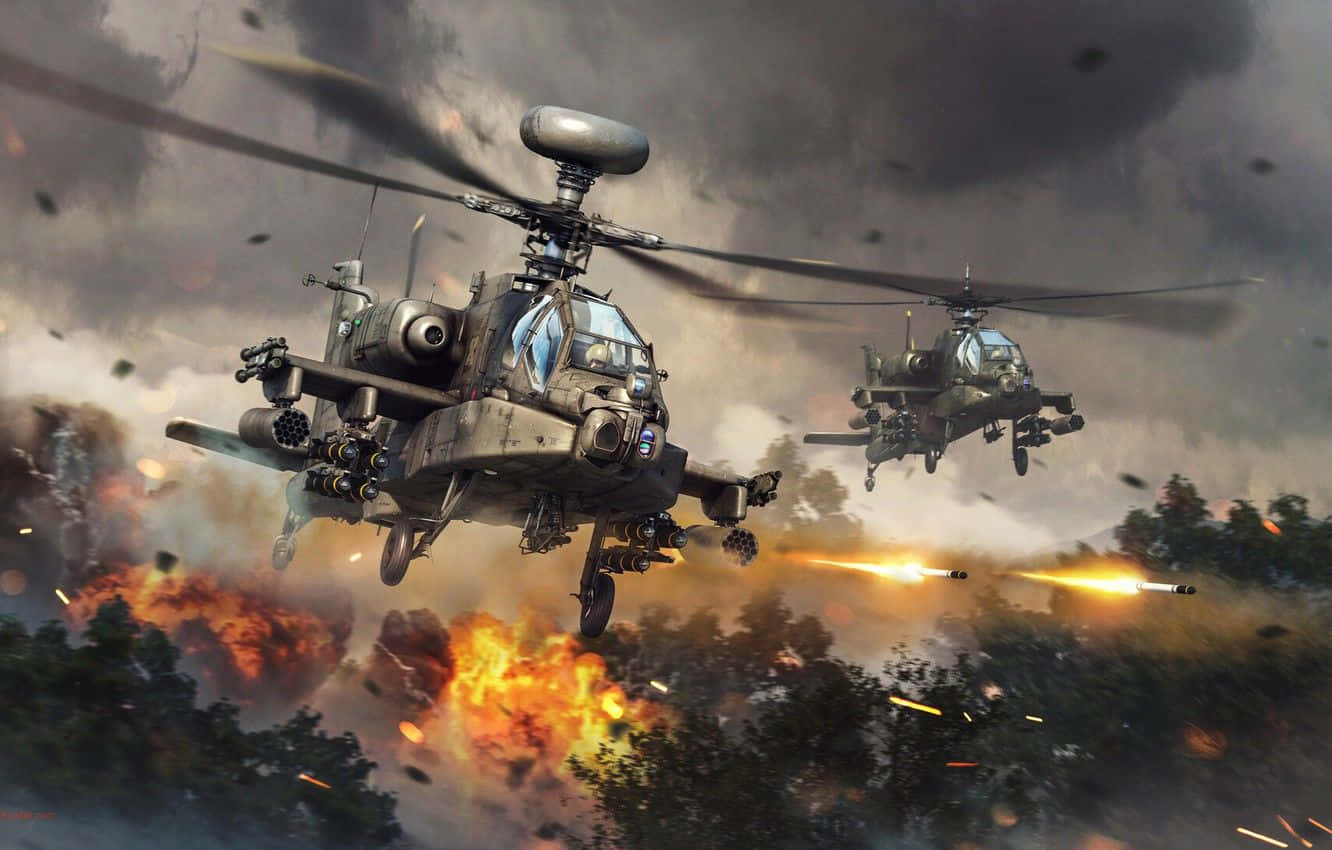 Величний Boeing AH-64 Apache — Небесний воїн з райдужним відтінком Шпалери