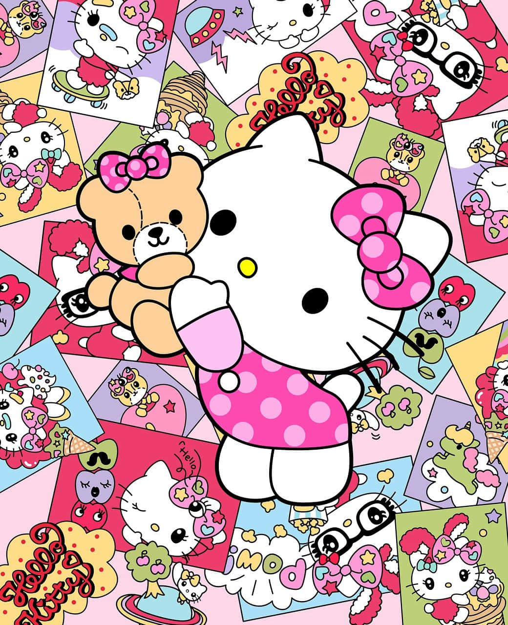 Веселі персонажі Sanrio, що святкують радість Шпалери