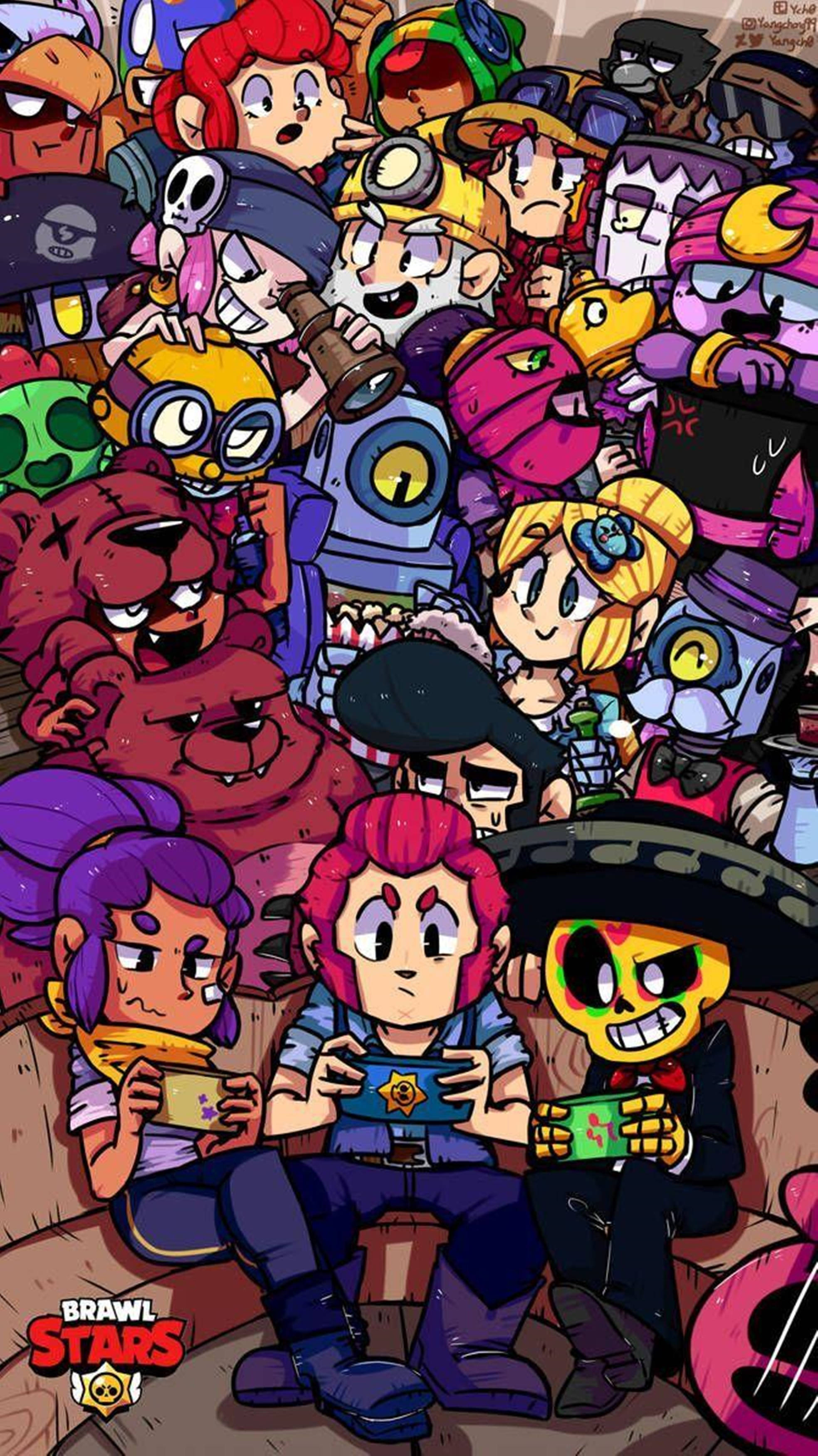 Веселі персонажі MOBA гри Brawl Stars 4K Шпалери