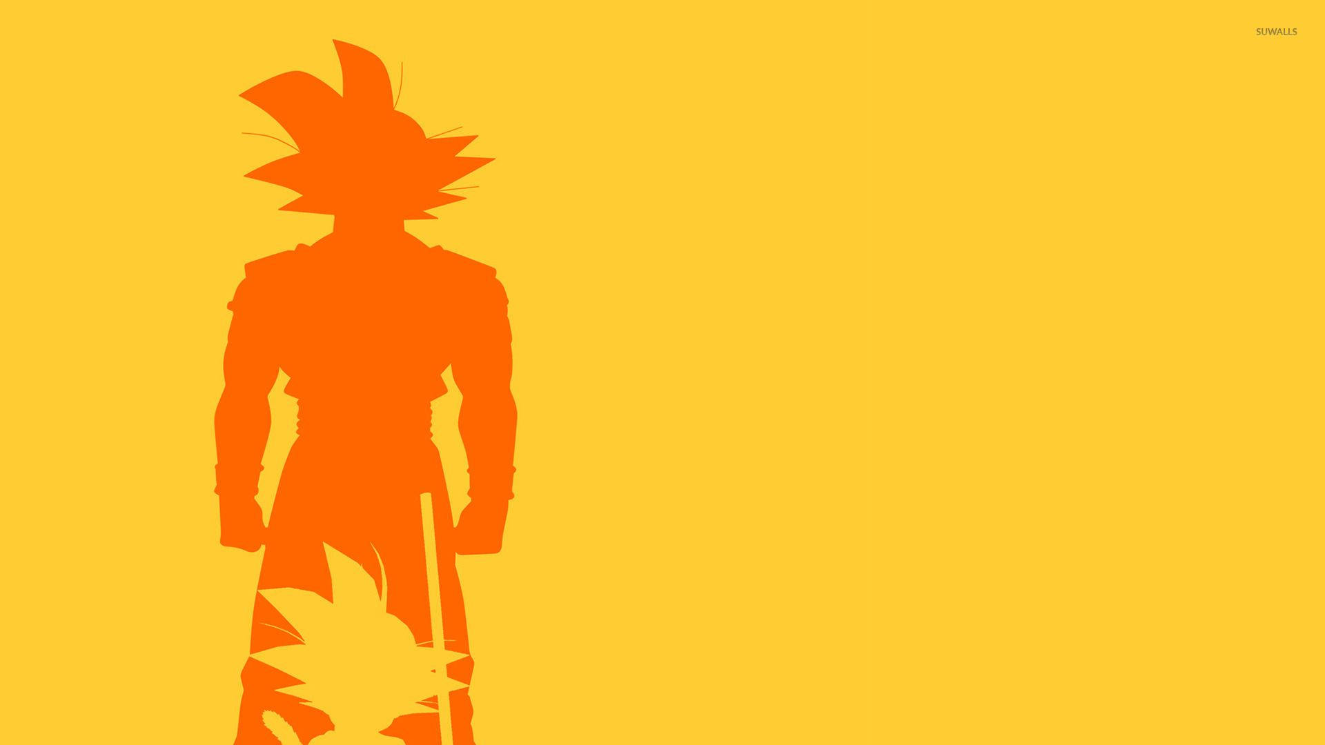 Dragon Ball Z супер Бролі Сан Гоку та тінь Гохана на помаранчевому та жовтому мінімалістичному фоні.