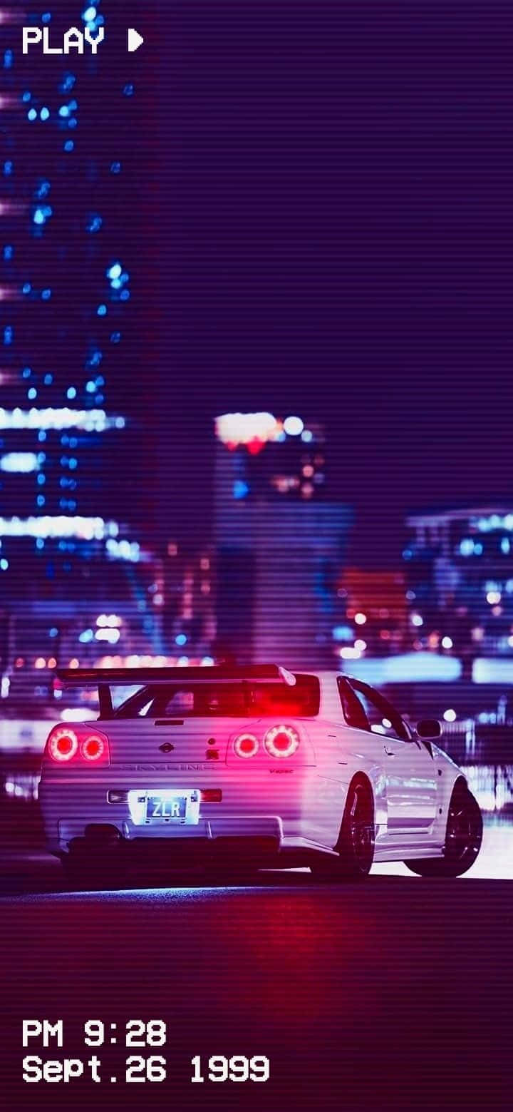 Винтажна поездка по улице, класический Nissan Skyline JDM Шпалери