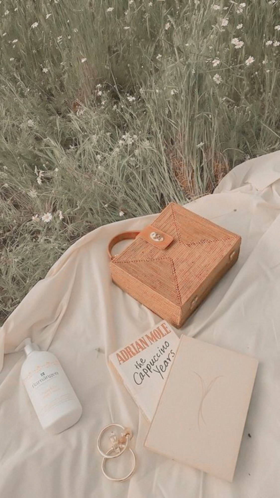 Витончена елегантність - бежева естетика: сумка та книга Шпалери