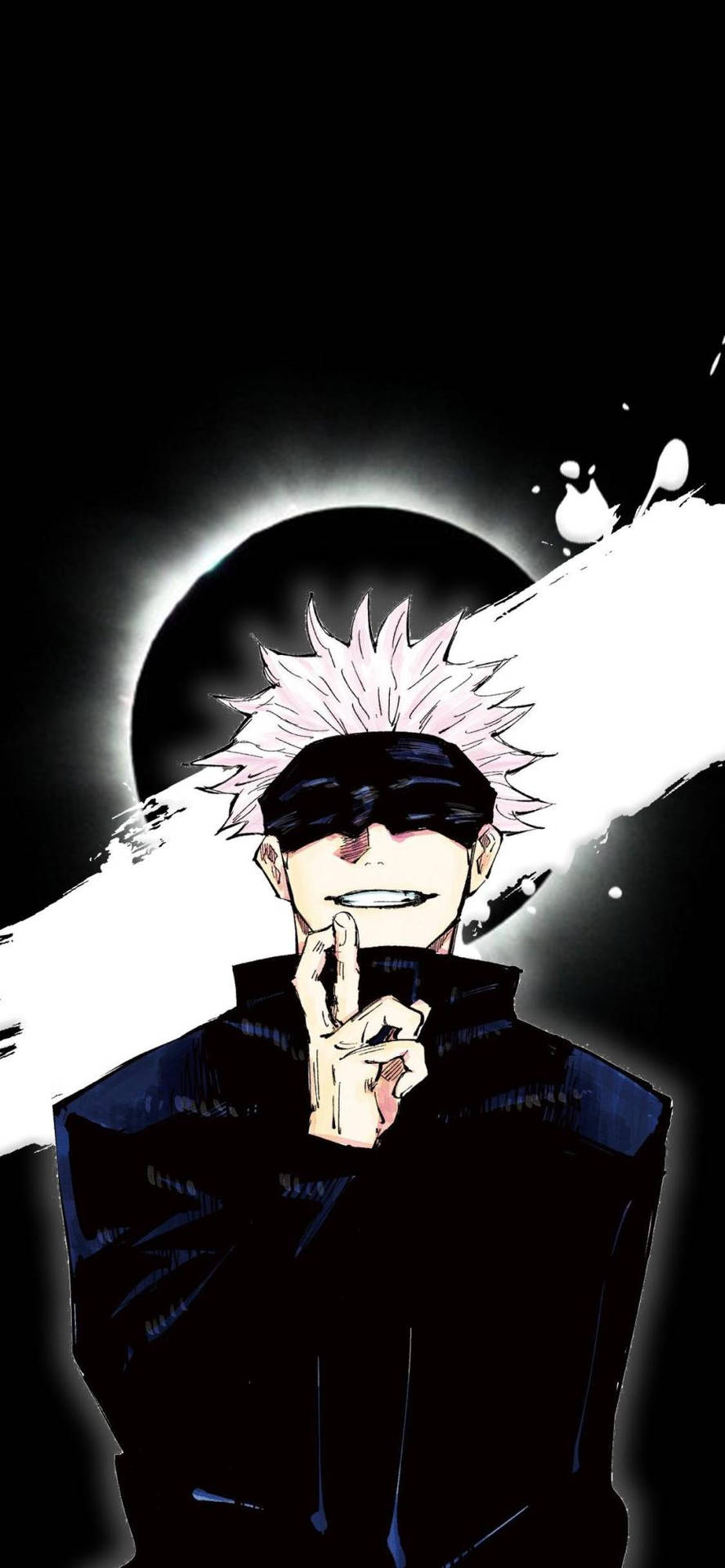 Вишуканий фанарт Сатору Годжо на тлі місяця – шпалери для телефону Jujutsu Kaisen Шпалери