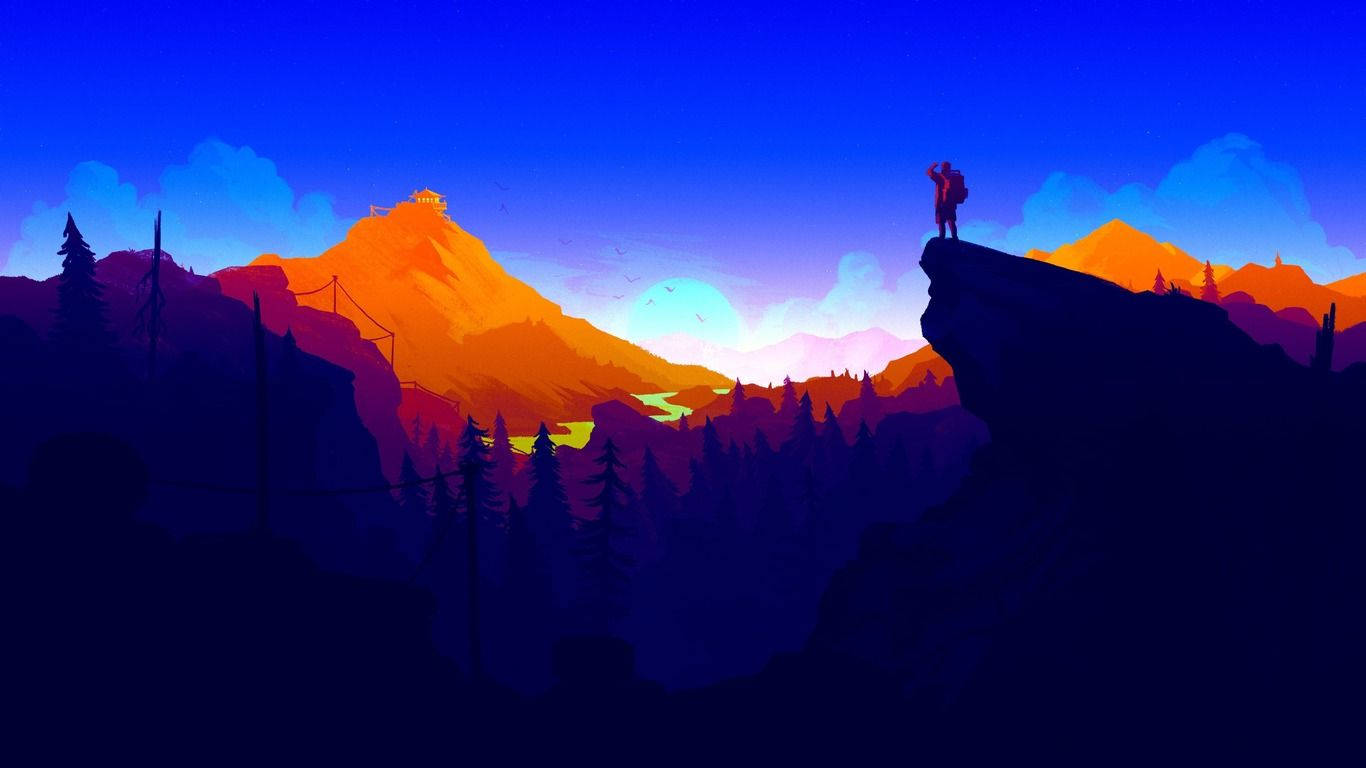Генри милуется великолепним видом с гор в 'Firewatch' Шпалери