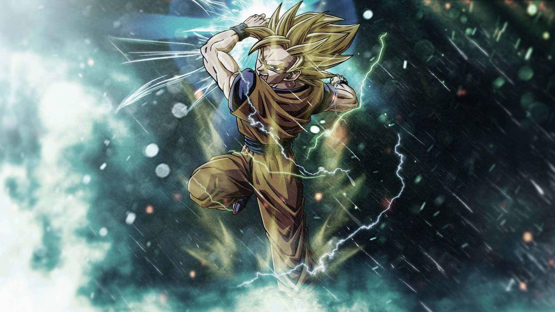 Гоку Dragon Ball Super темно-зелений дощовий Шпалери