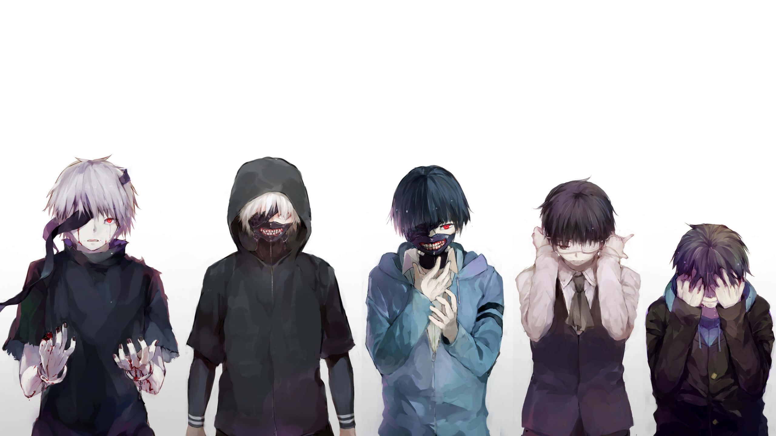 група аніме-персонажів, що стоять у ряд Шпалери
