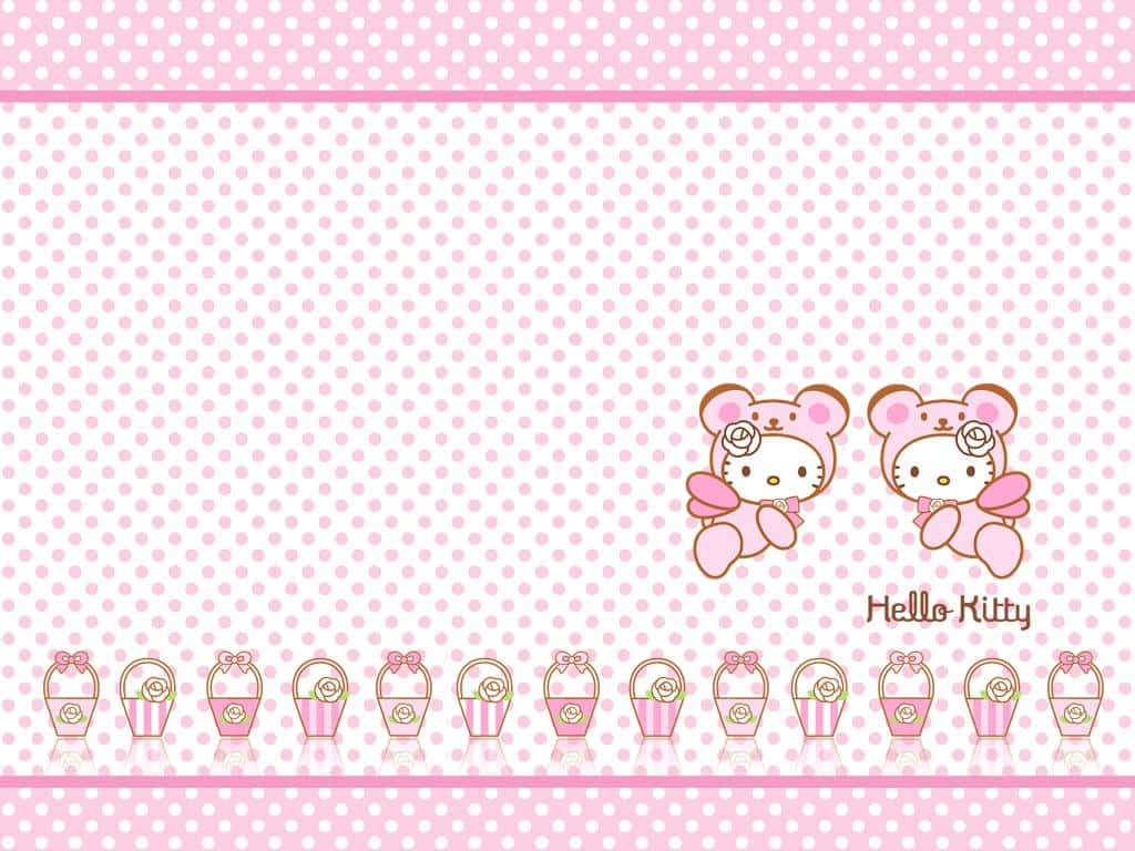 Два милі рожеві кошики Hello Kitty Шпалери