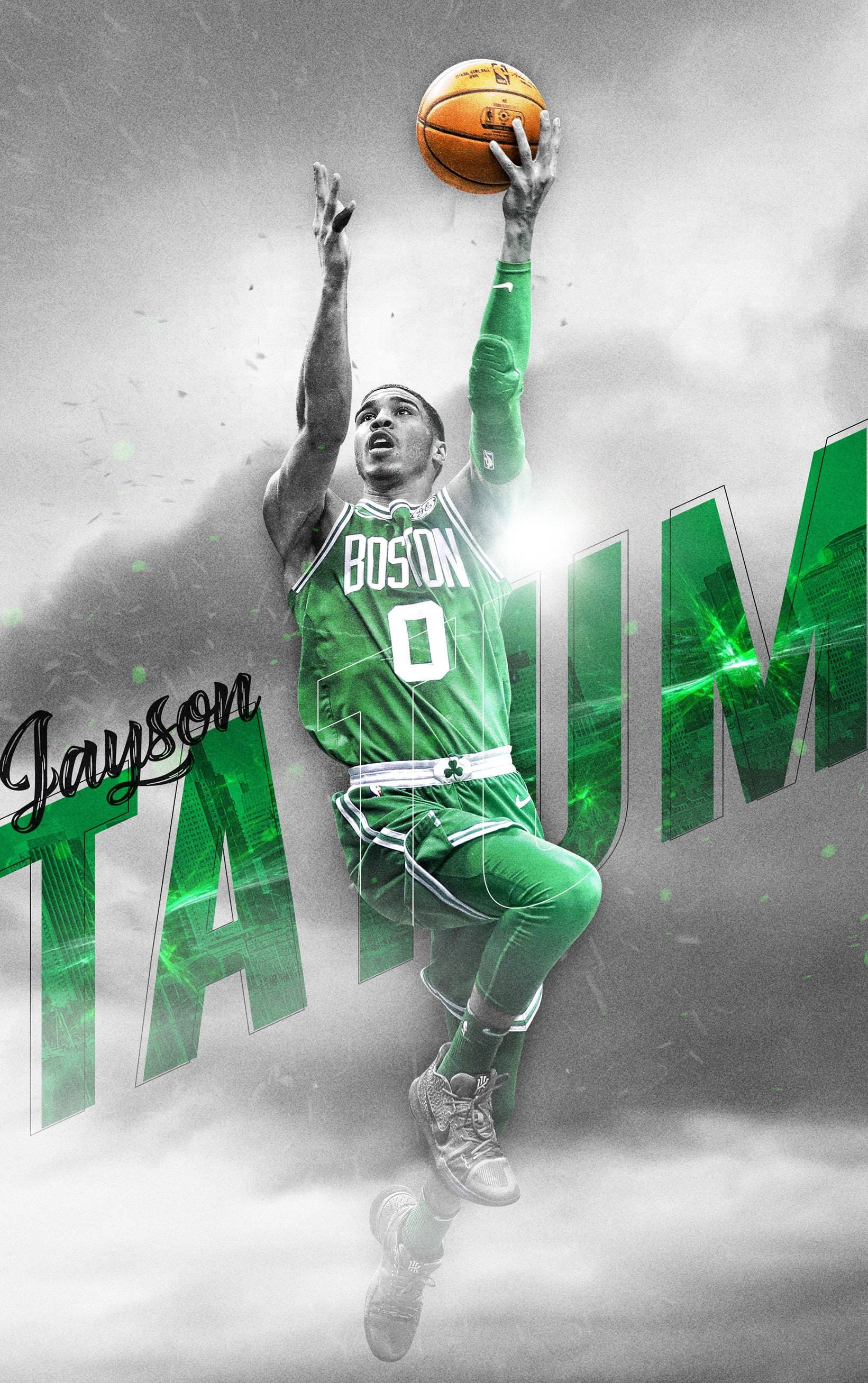 Jayson Tatum Stylistic Boston Jersey Шпалери