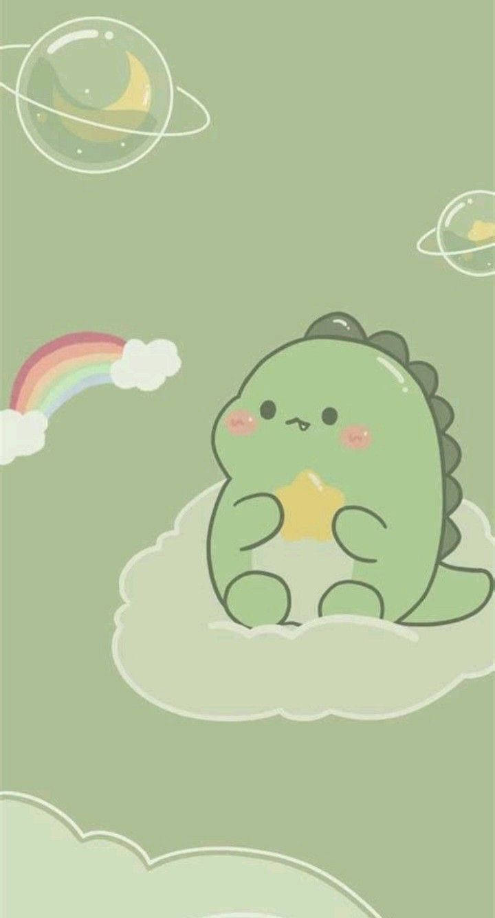 Динозаврик на хмарці Kawaii iPhone Шпалери