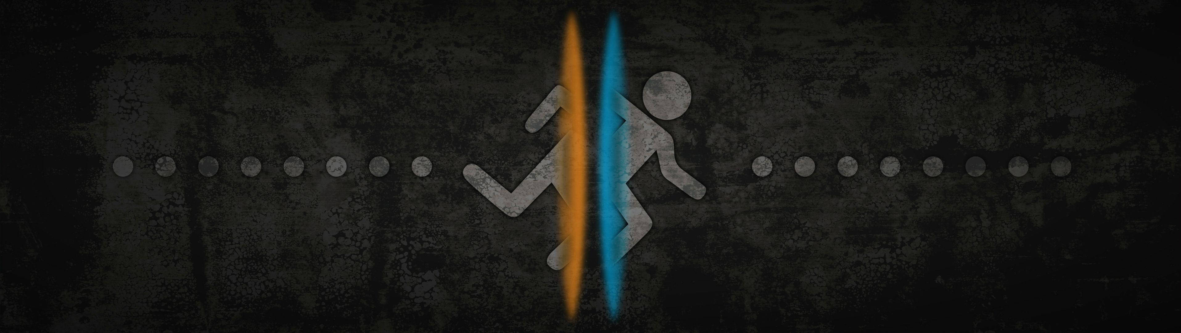 Чоловік, що біжить крізь кільця порталу, шпалери для двох моніторів — Два монітори GIF Шпалери