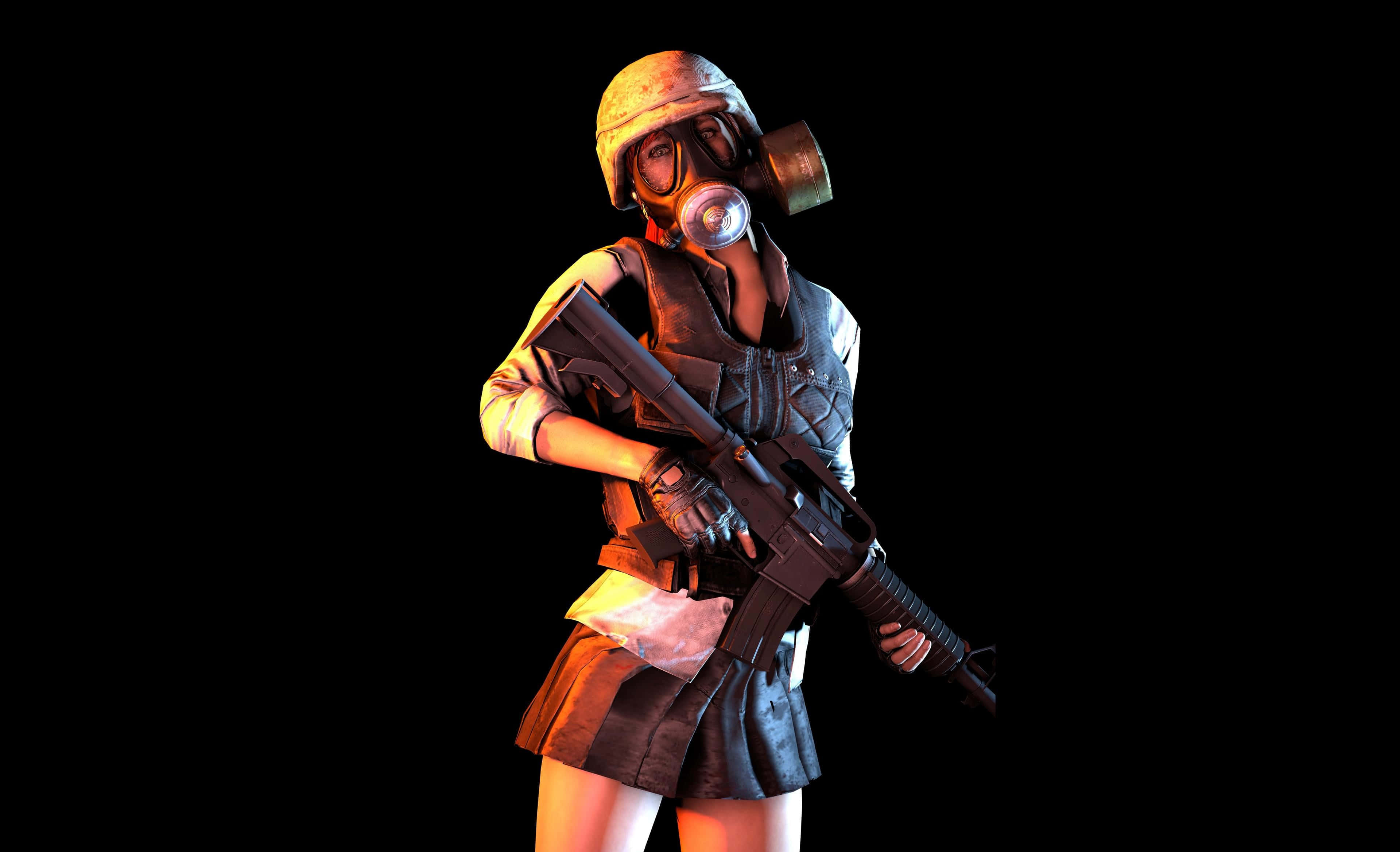 Дівчина-персонаж PUBG у протигазі Шпалери