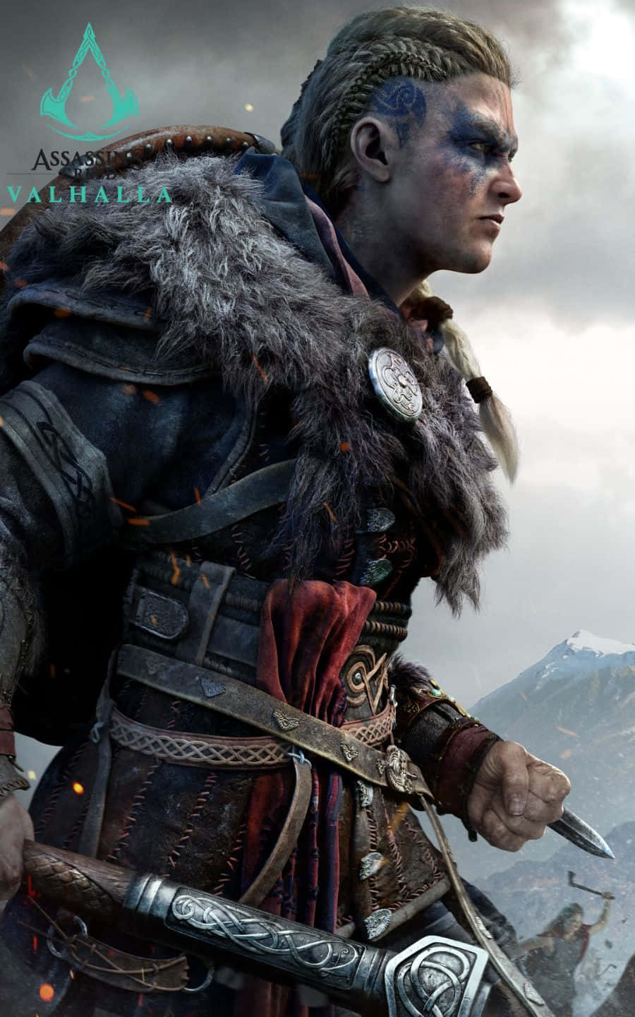 Ейвор в профиль 1440p Assassin's Creed Valhalla фон Шпалери