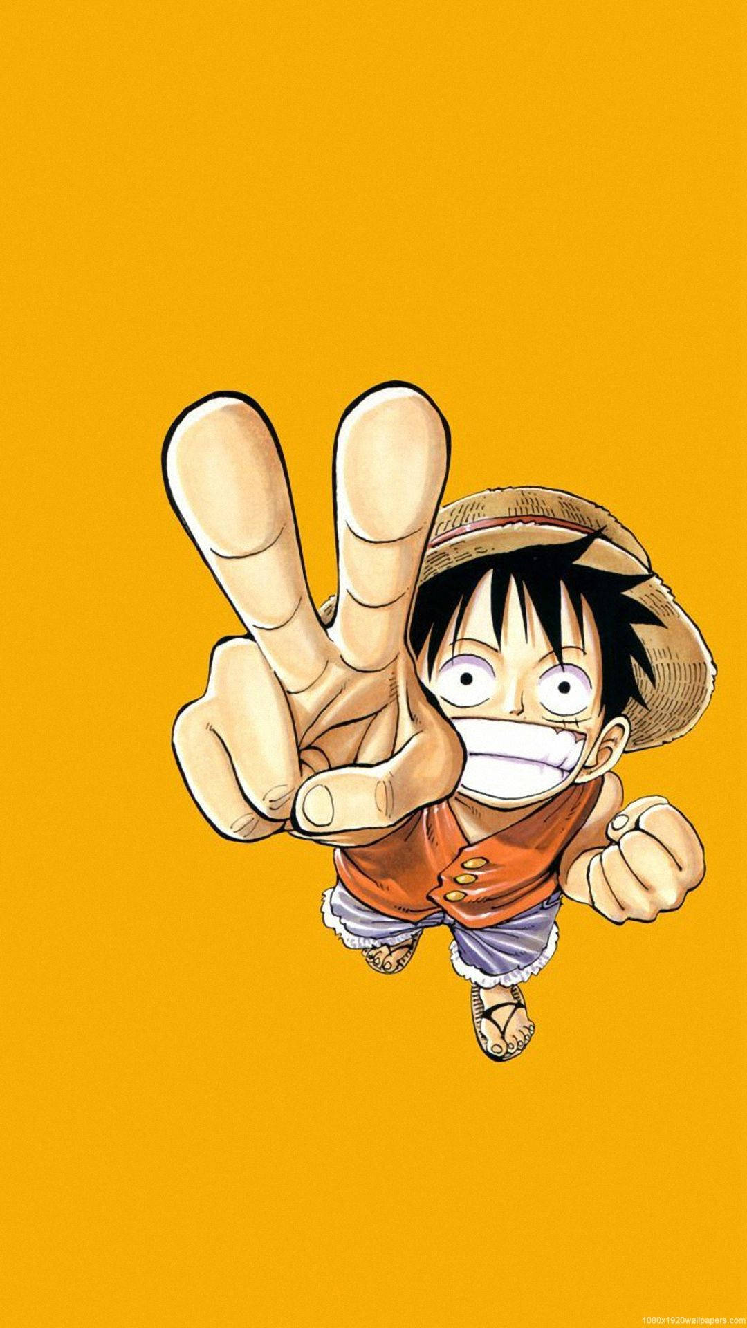 Шпалери One Piece з Луффі, який показує знак миру — Ван піс Шпалери