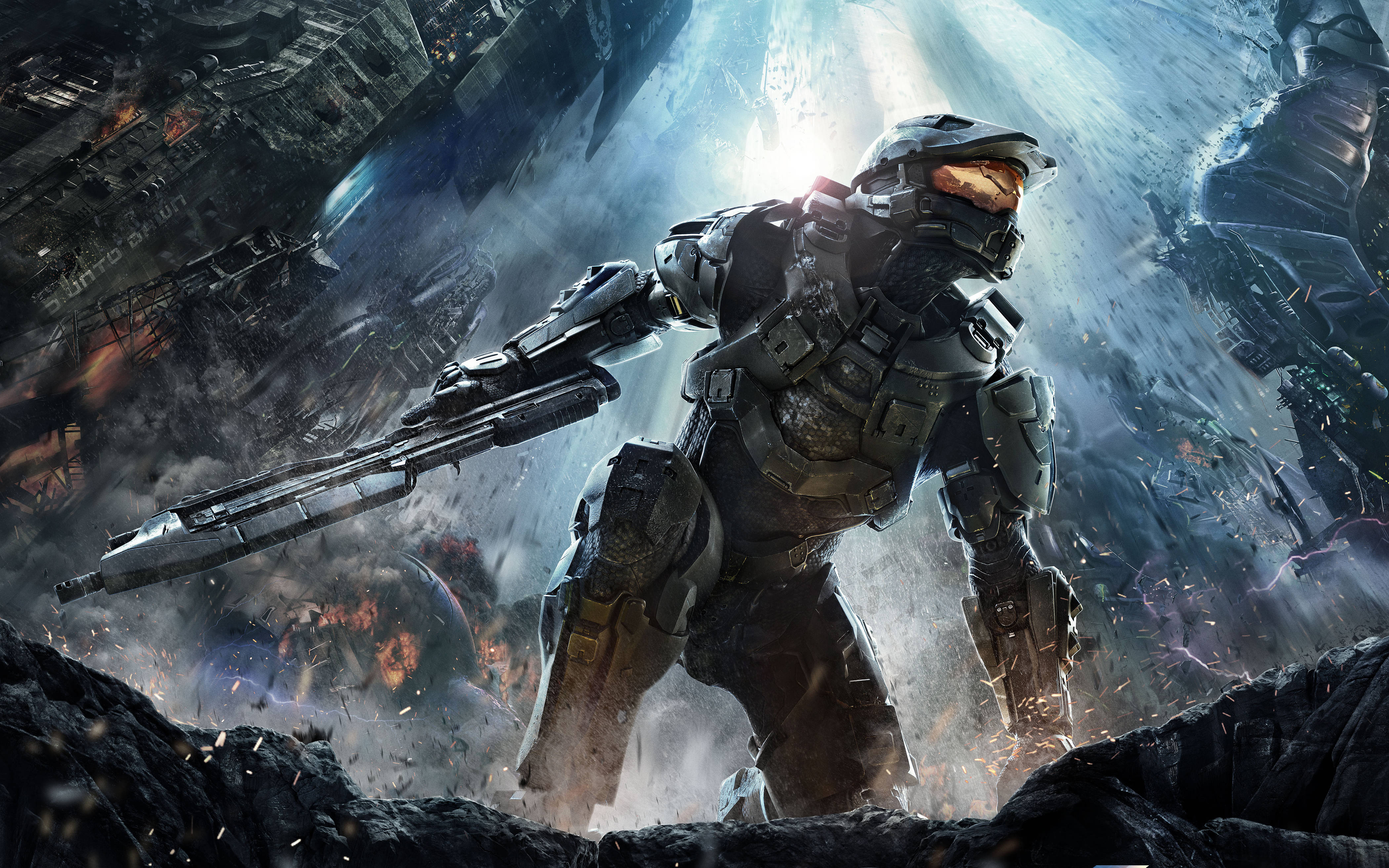 Епічна сцена з Майстром Чіфом у Halo на 4K ігровому телефоні Шпалери