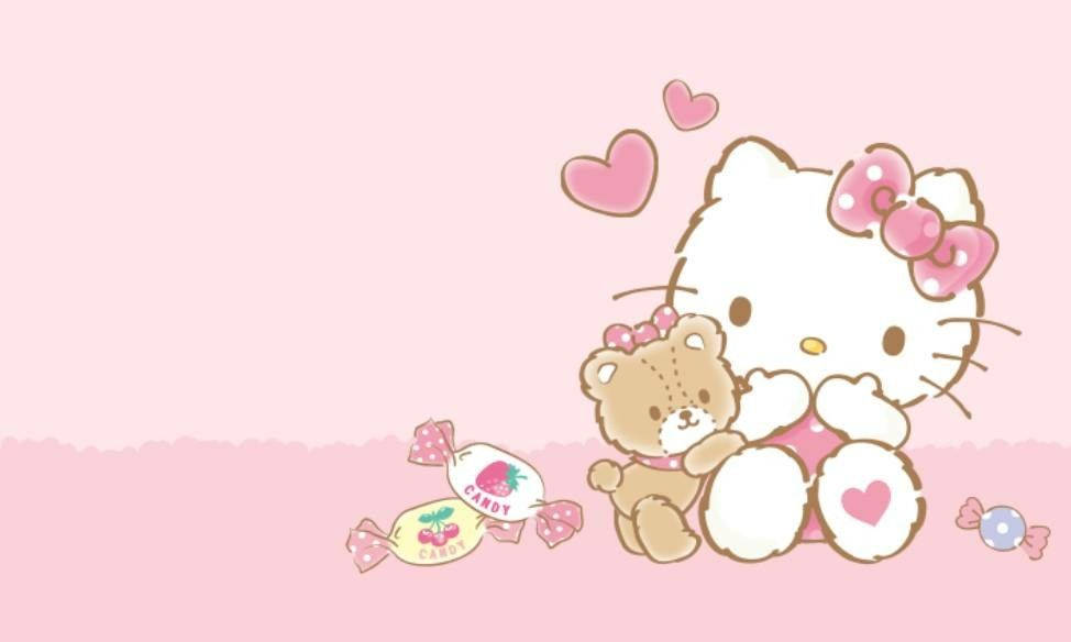 Естетика Hello Kitty, яка посилає повітряний поцілунок Шпалери