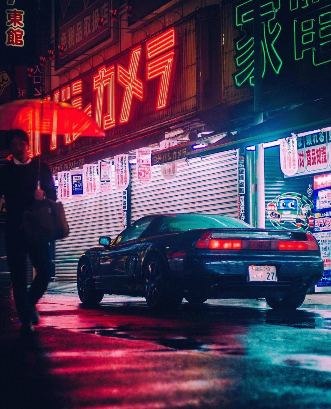 Естетика JDM авто с червоними огнями Шпалери