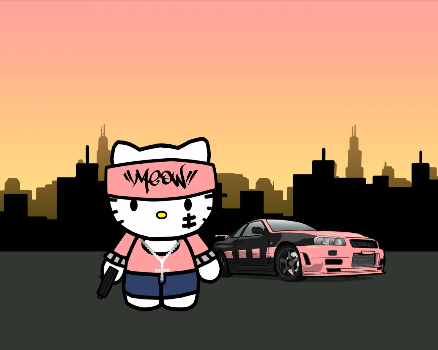 Естетика гангстерської Hello Kitty Шпалери