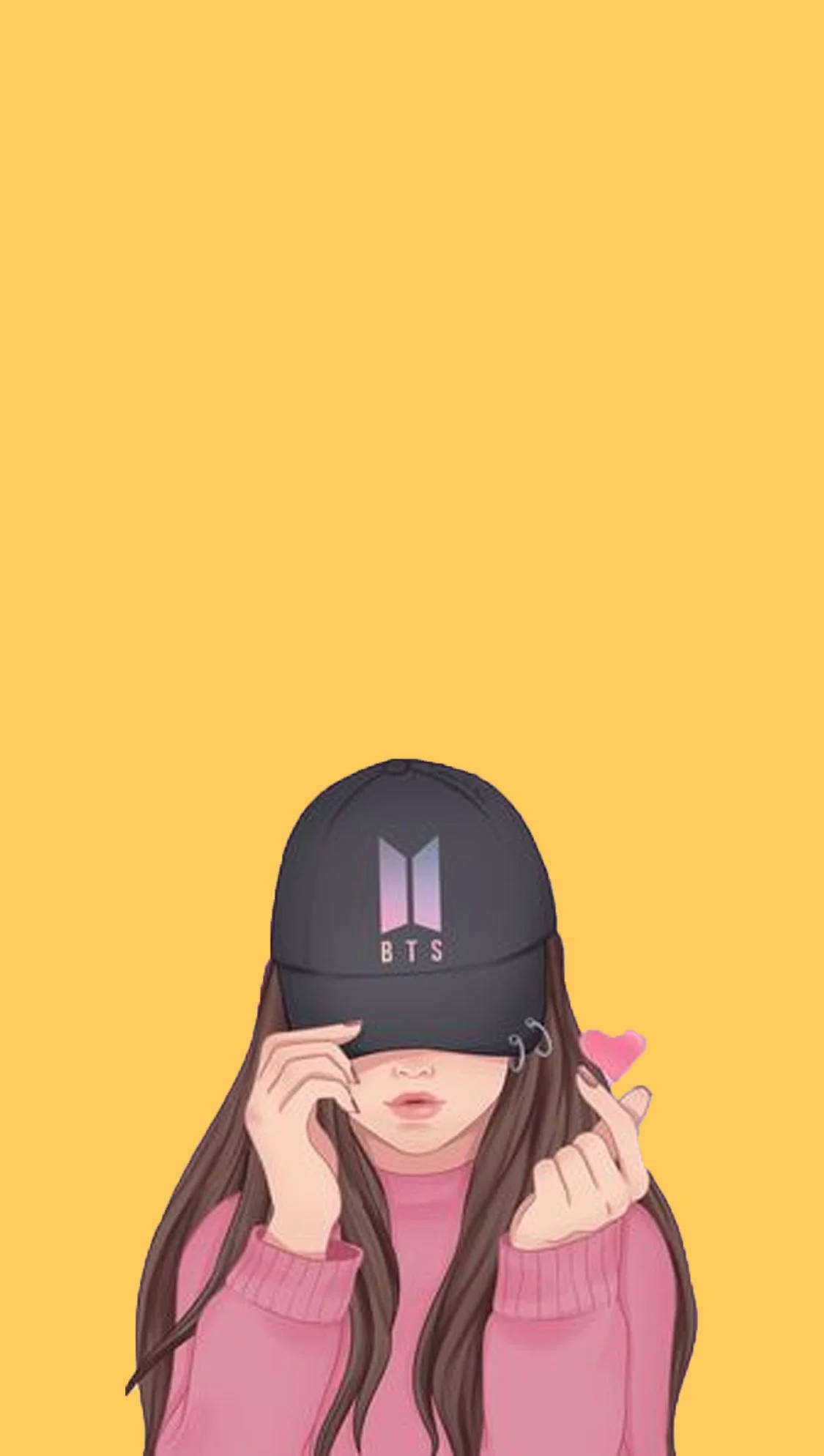 Естетична дівчина в кепці BTS Шпалери