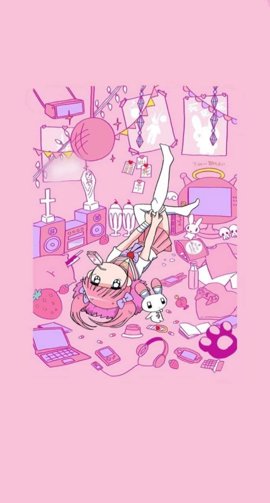 Естетичний рожевий кавай Menhera-chan Шпалери