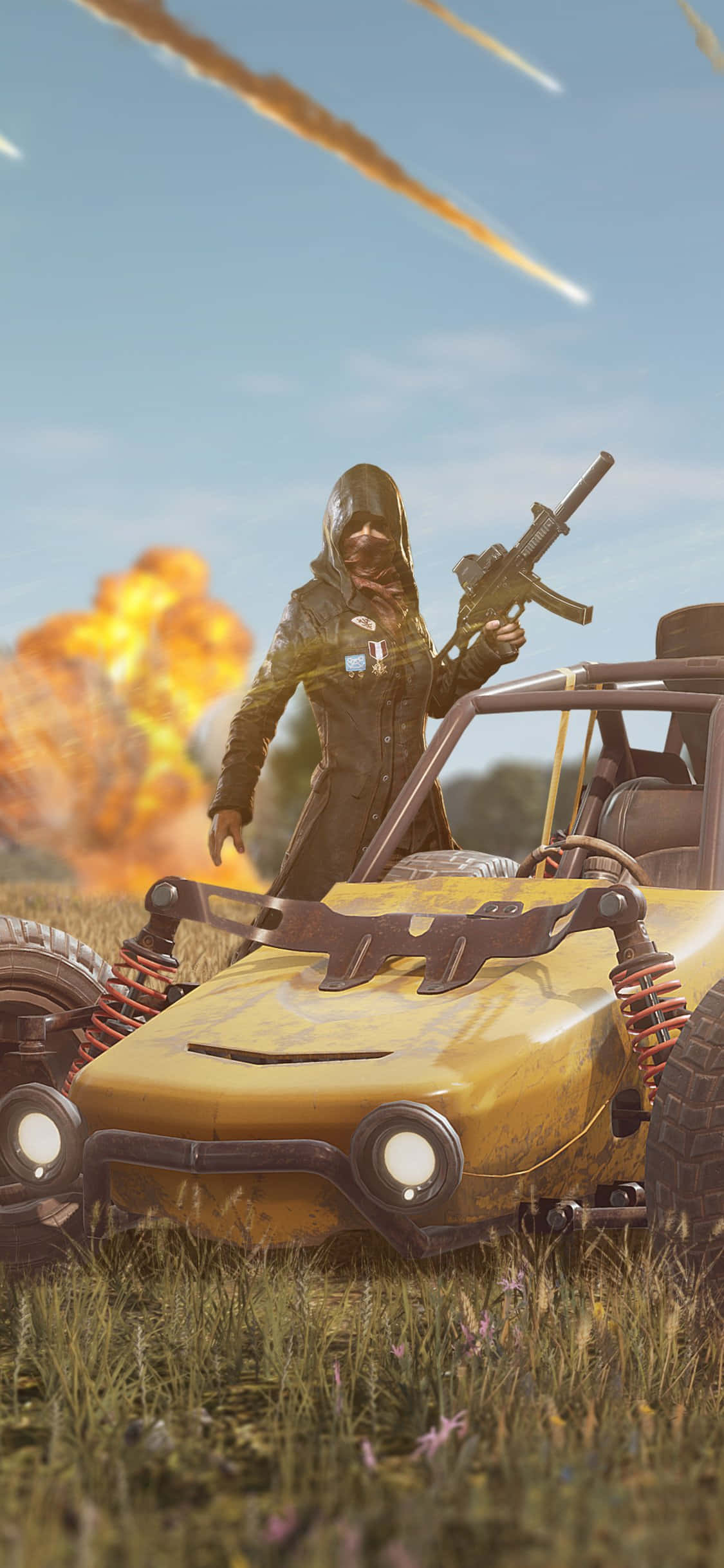 Желтая гоночная машина PUBG iPhone Шпалери
