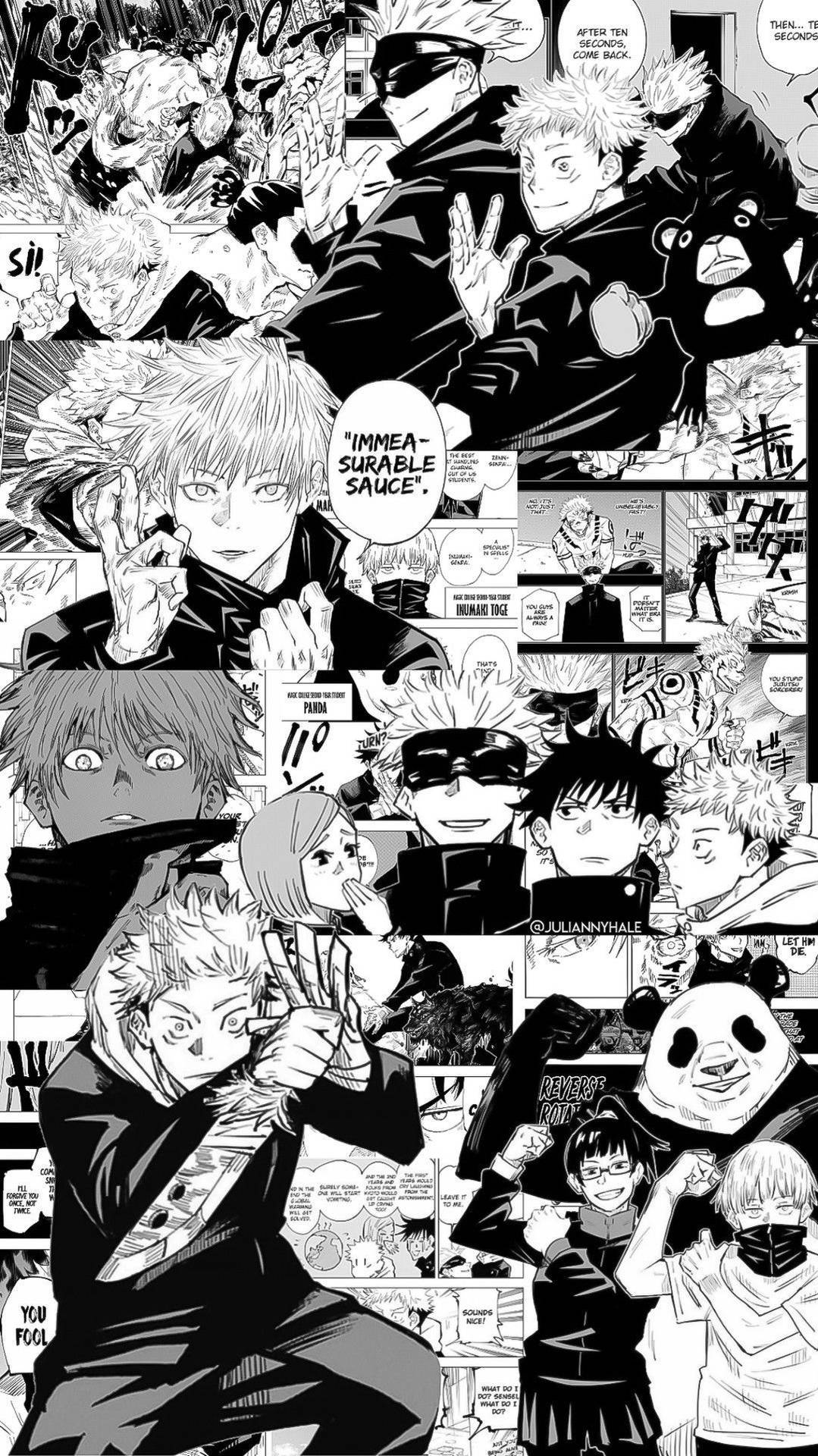 Шпалери з чорно-білою мангою Jujutsu Kaisen