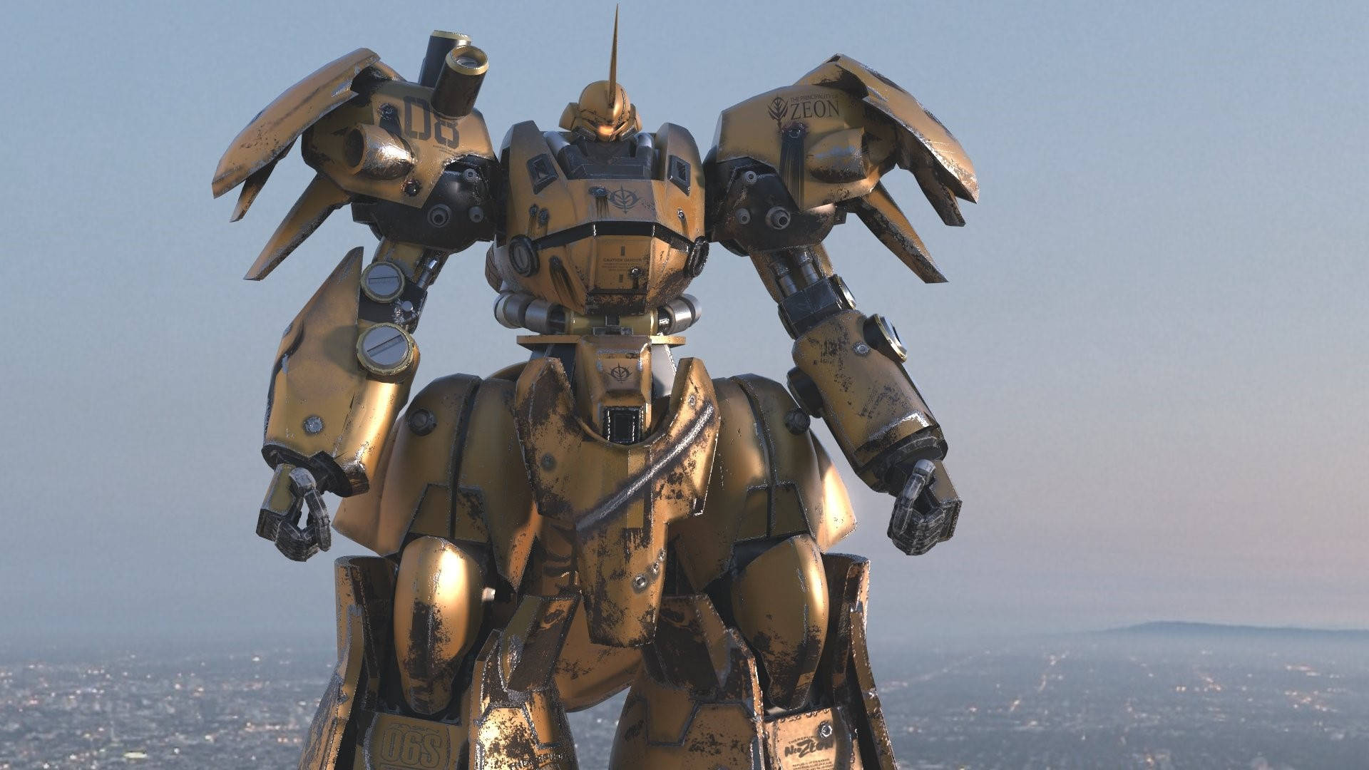 Жовтий робот з Mobile Suit Gundam Шпалери