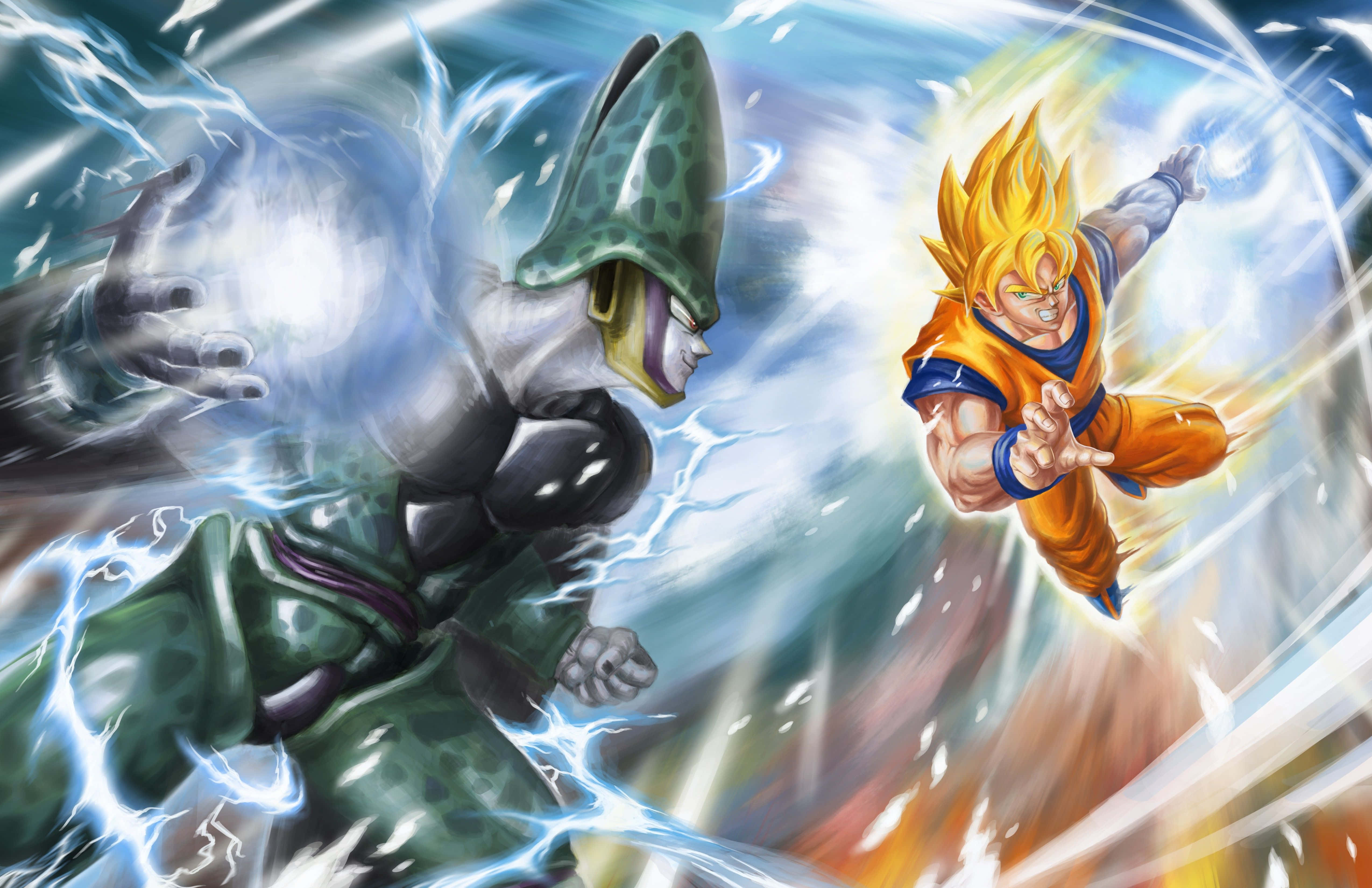 Запекла битва між Ґоку та Веґетою у Dragon Ball Z Шпалери