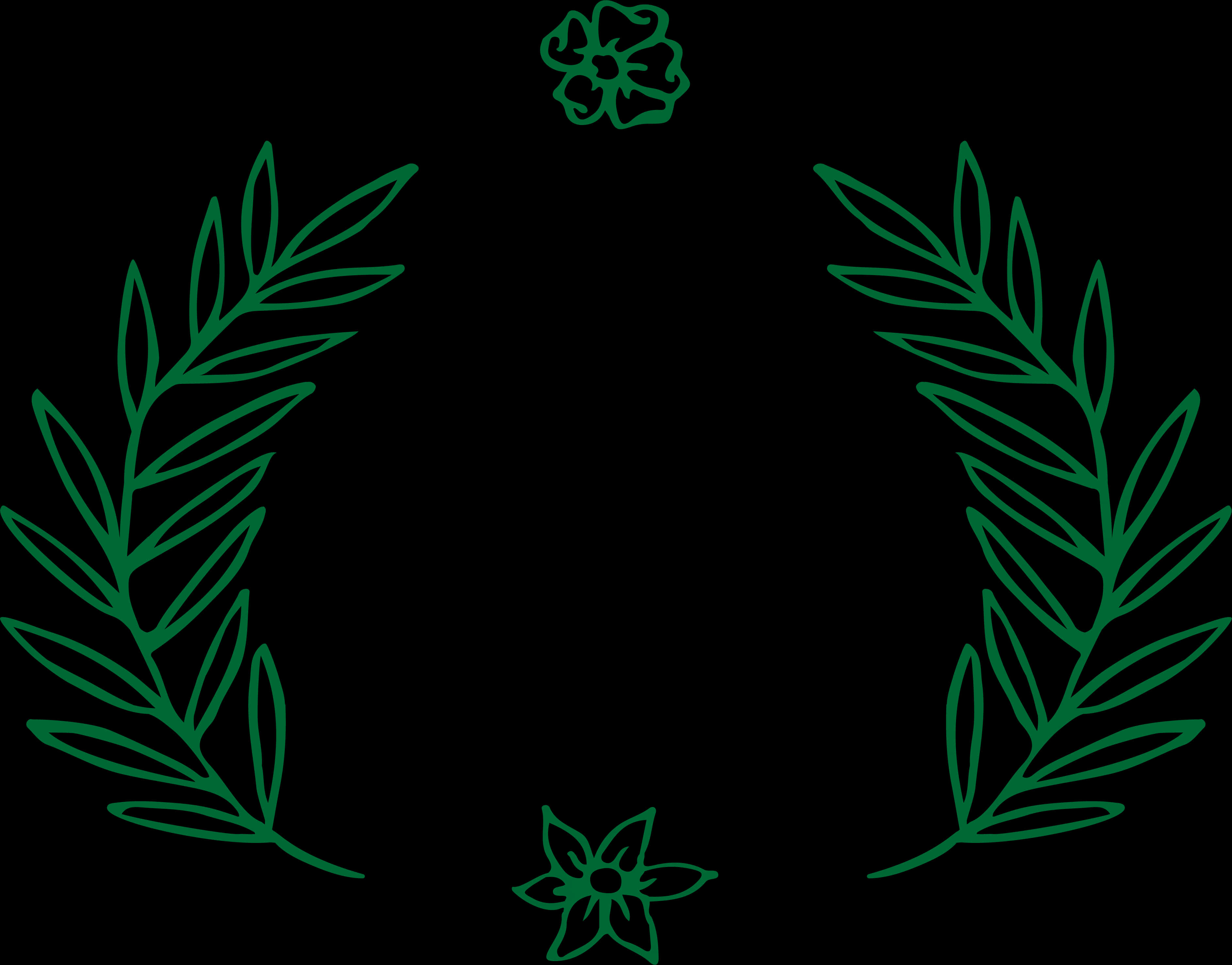 Зелена лаврова вінкова рамка Шпалери